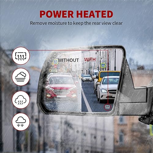 Miniatura 3 de YITAMOTOR Espejo de remolque del lado izquierdo del conductor compatible con el espejo de puerta Tundra 2007-2013, luz de charco plegable manual con