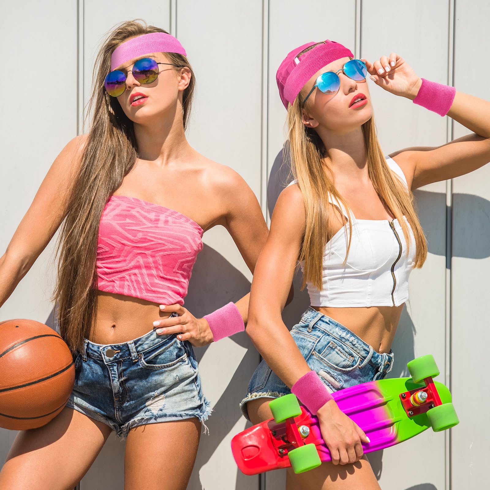 Il set di fasce per il sudore al neon include fascia per atletica, tennis, ginnastica, braccialetti internazionali, giochi sportivi, competizioni per uomini, donne, forniture per feste (neon