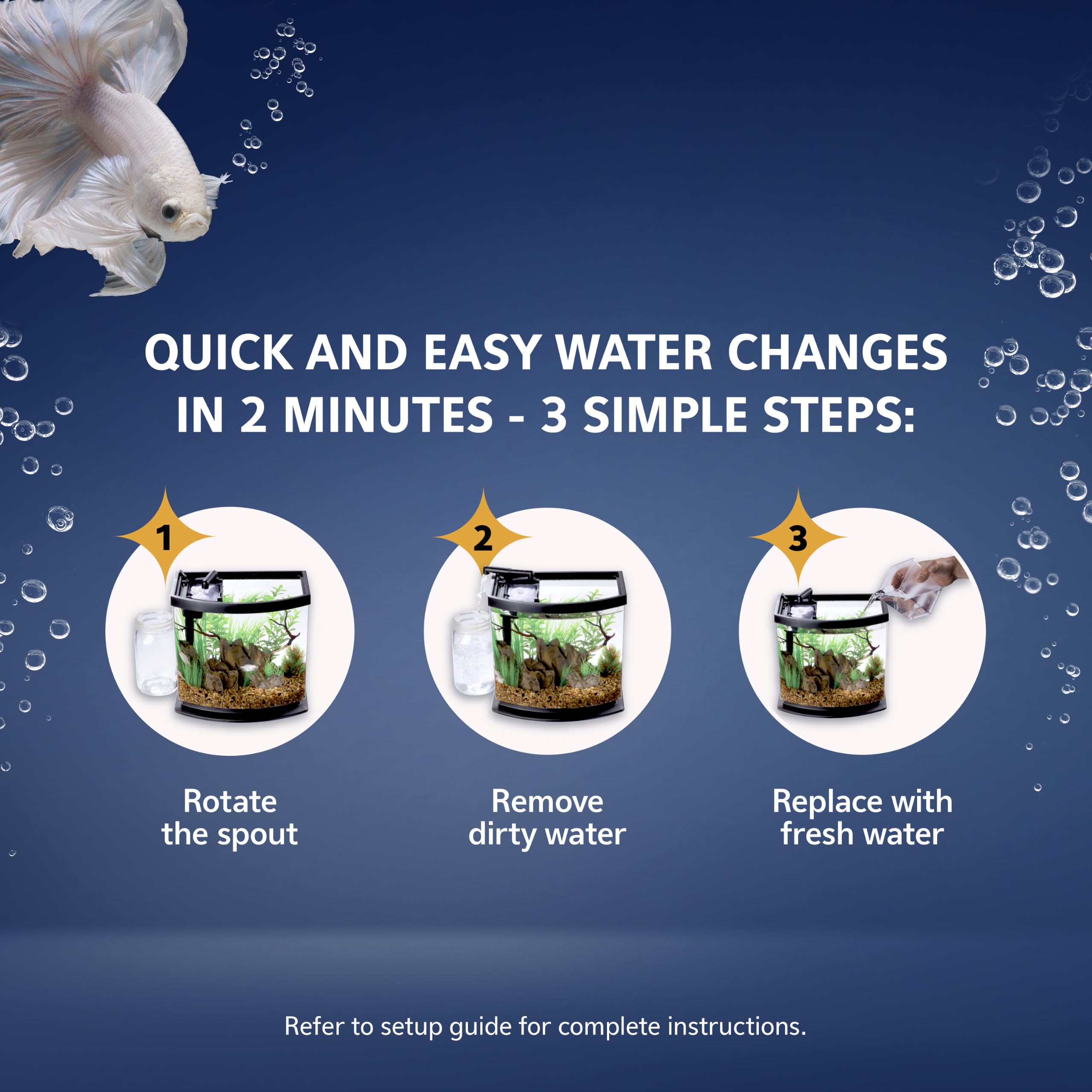 Aqueon LED MiniBow Small Aquarium Fish Tank Kit with SmartClean Technology, Small Fish Tank, Black, 2.5 Gallon — Amazon image 4