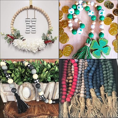 Miniatura 6 de Foraineam 1000 cuentas de madera natural sin terminar sueltas cuentas espaciadoras redondas para manualidades (0.236 pulgadas, 0.315 pulgadas, 0.394