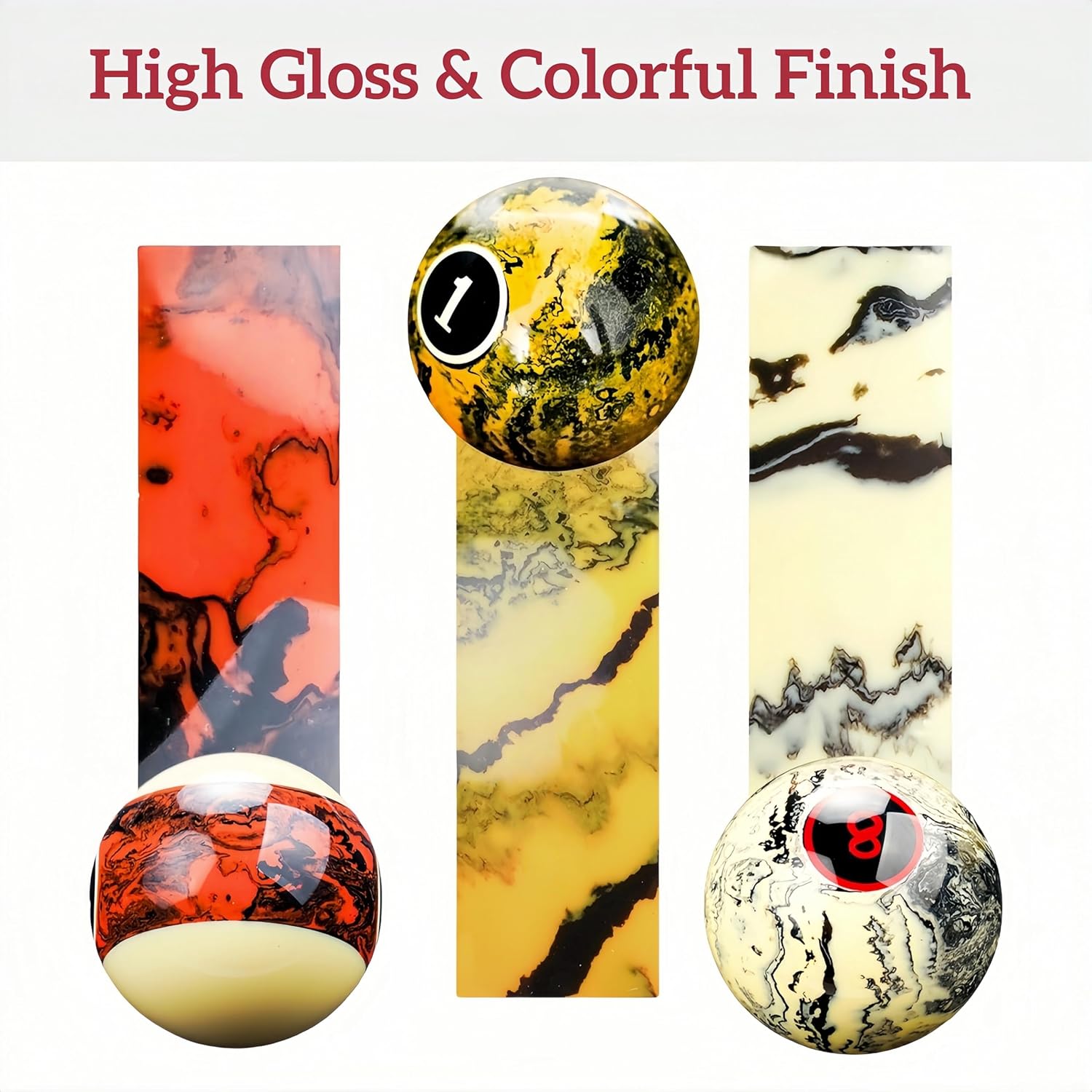 VIDOR Pool Ball,Billiard Balls 2-1/4" Regulation Size Billiard Balls Set with 6 oz Weight Full 16 Resin Pool Balls