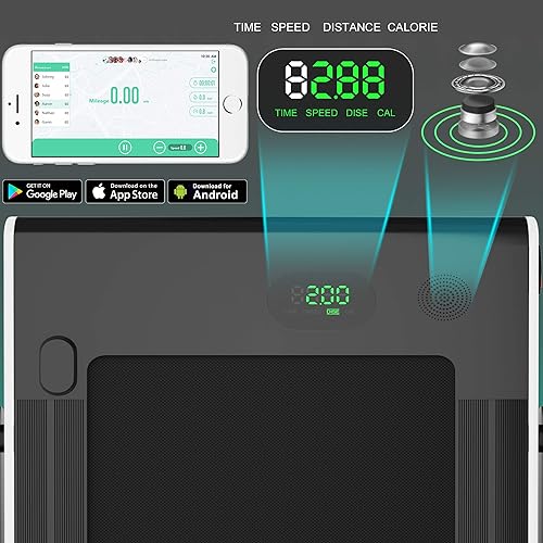 Miniatura 2 de GYMAX Caminadora, Caminadora Plegable de 2.25 HP con Aplicación Inteligente y Control Remoto, Monitor LED Bluetooth, Máquina Compacta para Correr