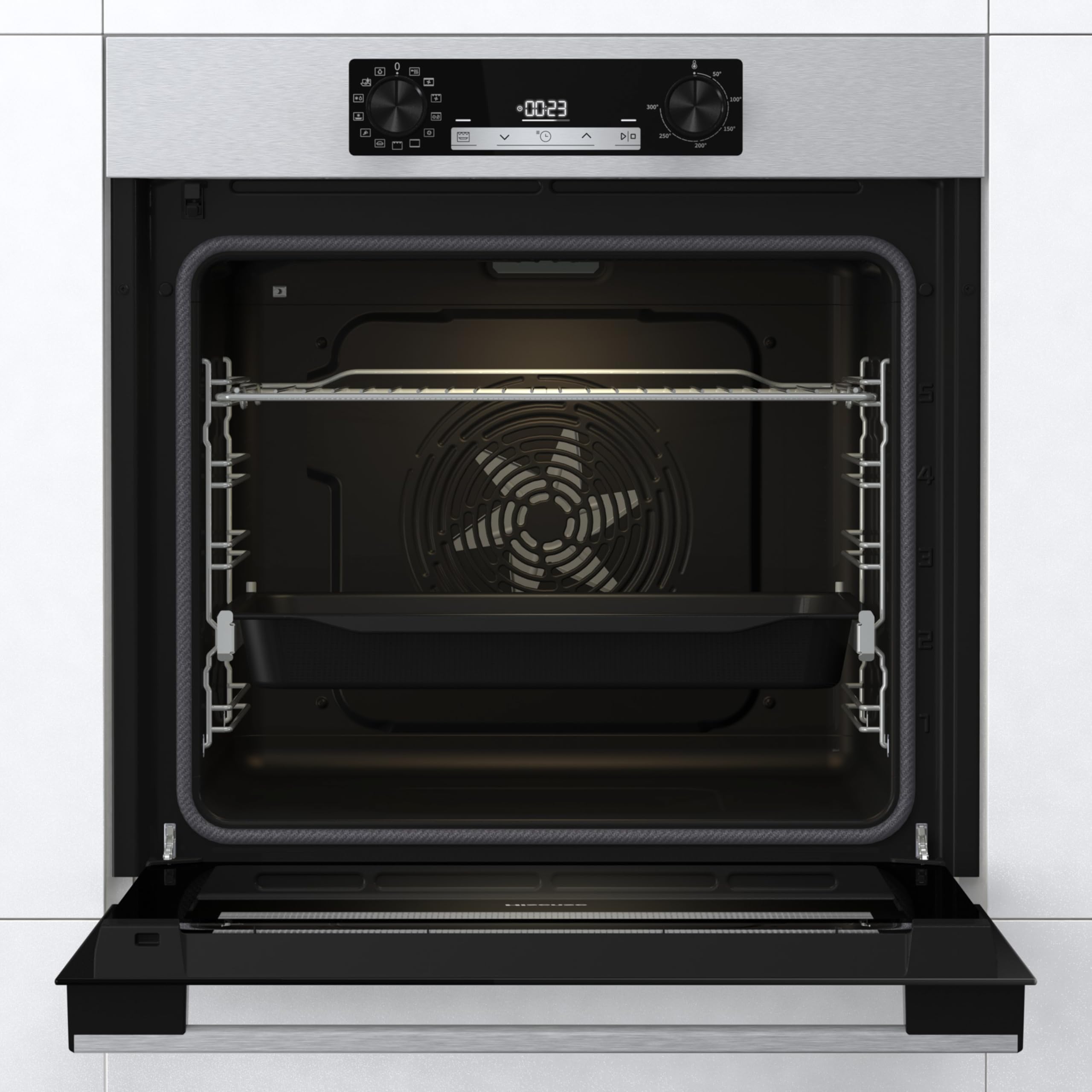 Hisense BI64213E15PX-Horno Multifunción, Horno electrico empotrable, 77L, Auto-limpieza Pirolítica, Modo cocción vapor, Guía telescópica pirolizable, Modo cocción Air fry, Pizza, Calentamiento rápido
