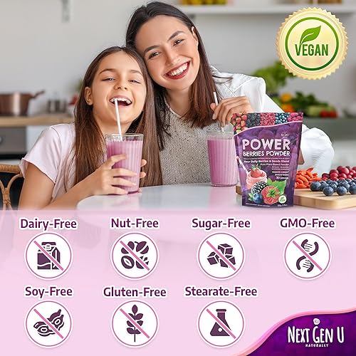 Miniatura 10 de Next Gen U Super Berry Powder 5.29 oz, suplemento alimenticio de apoyo inmunológico, mezcla de batidos de bayas superalimentos para batidos,