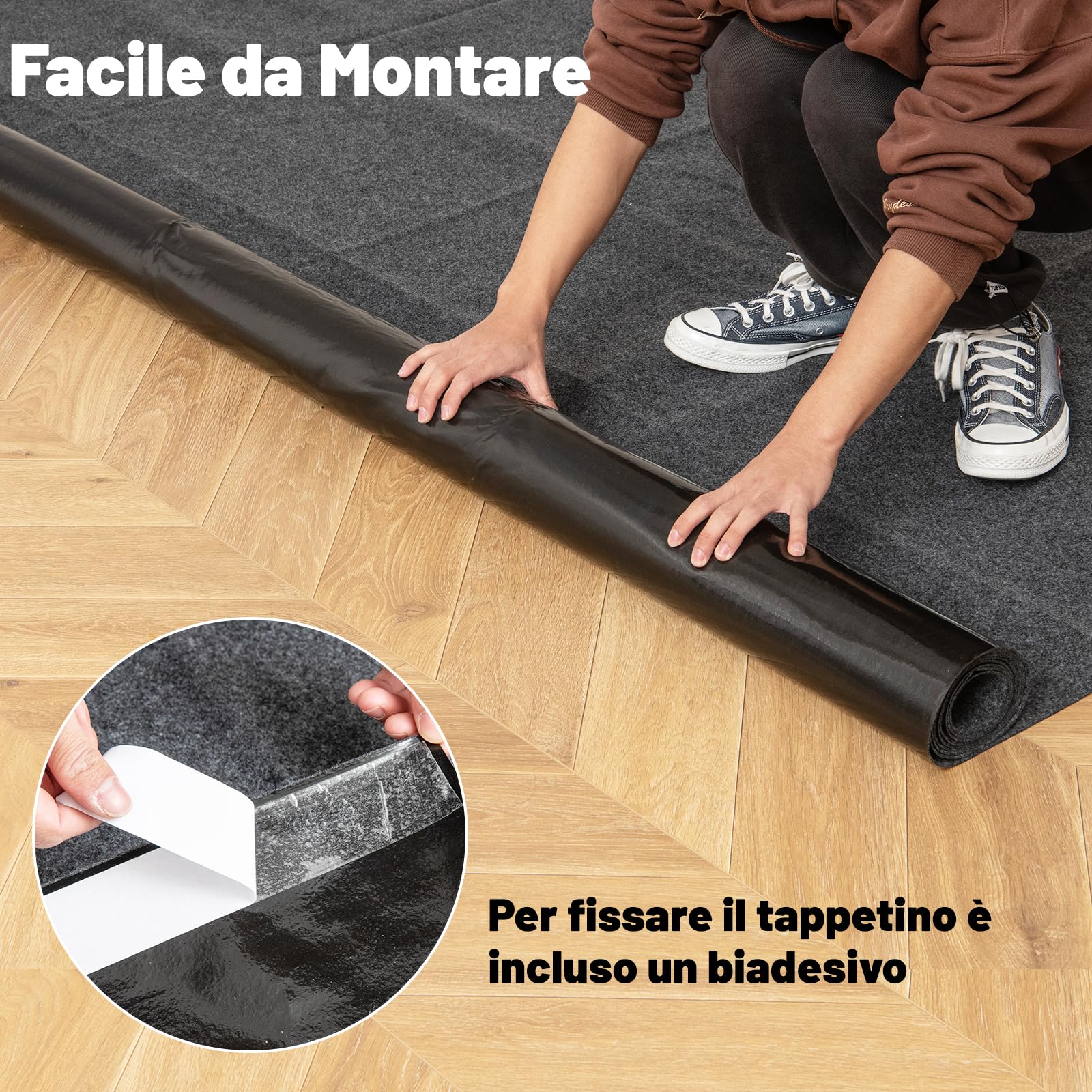 GYMAX Tappetino per Garage Auto Grande 252,5 x 221 cm, Stuoia Assorbente per Acqua Olio, Lavabile e Riutilizzabile, Tappeto Antiscivolo per Ginnastica Negozio Patio Ingresso, Include Nastro Biadesivo