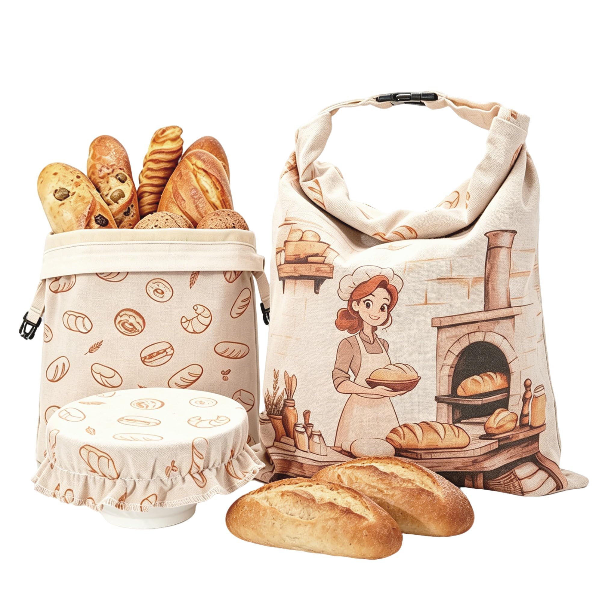 Photo 1 of 2 Packs Beeswax Bread Bags for Homemade Bread & Sourdough with Bowl Cover - 18"×13" XL Organic Cotton Linen Reusable Beeswax Bag - Safe Storage, Baking Supplies,Freezer-Safe