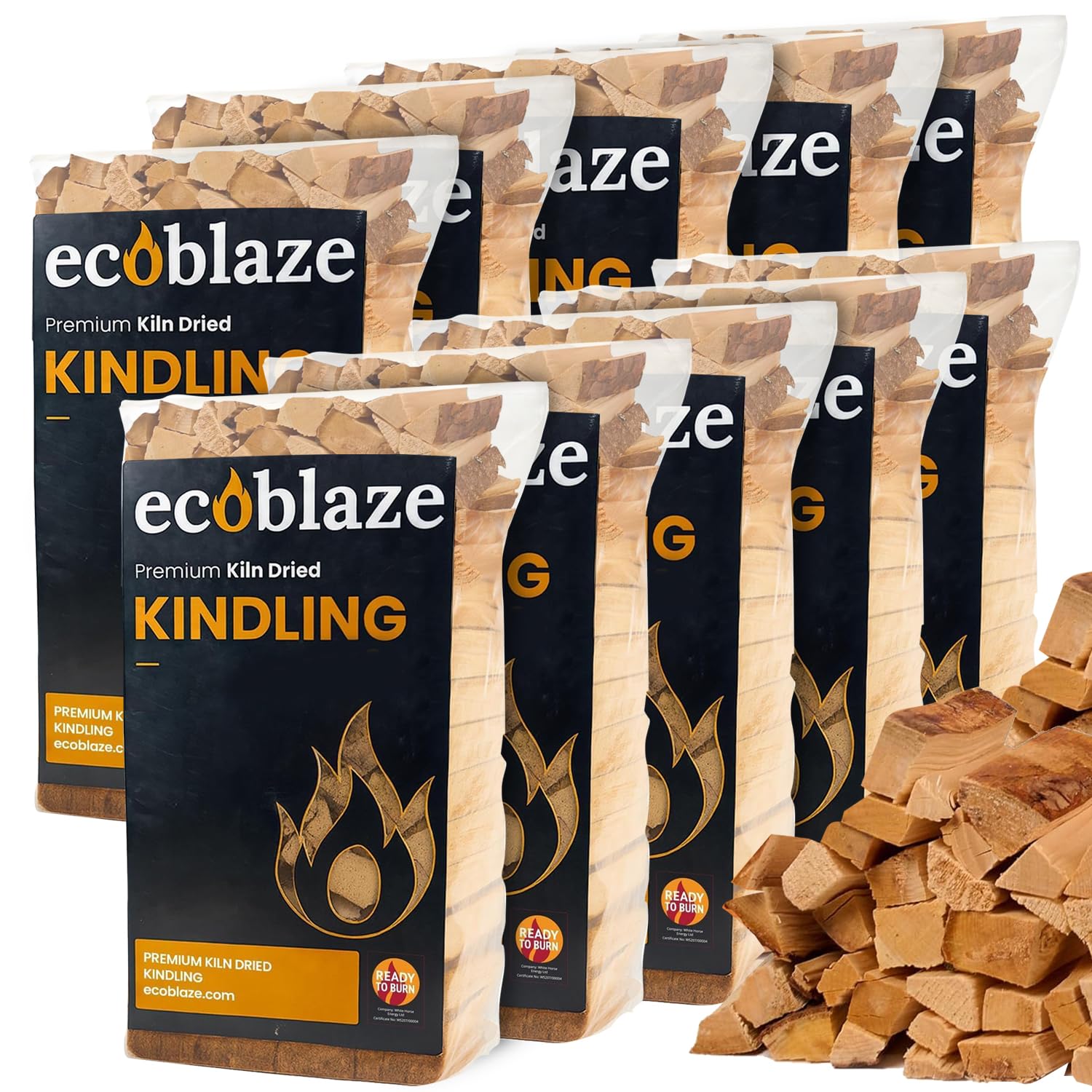 Ecoblaze Brown Kiln Dried Kindling Wood 25Kg - Easy To Light, Smokeless Fire Starter For Stoves, Fire Pits, Bbqs, Chimineas, Wood Burners & Indoor Or Outdoor Fires (10X2.5kg)