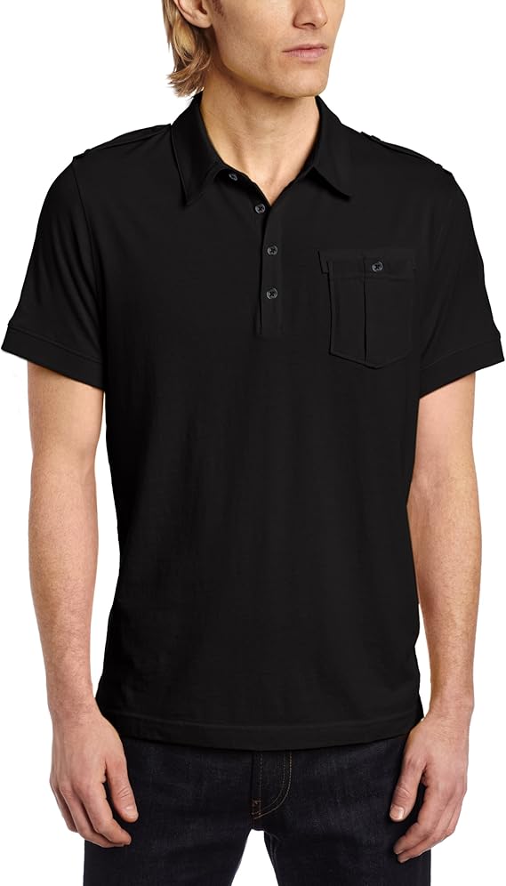Cole New York Men's Woven Trim Polo, Black, Small at Amazon Men
