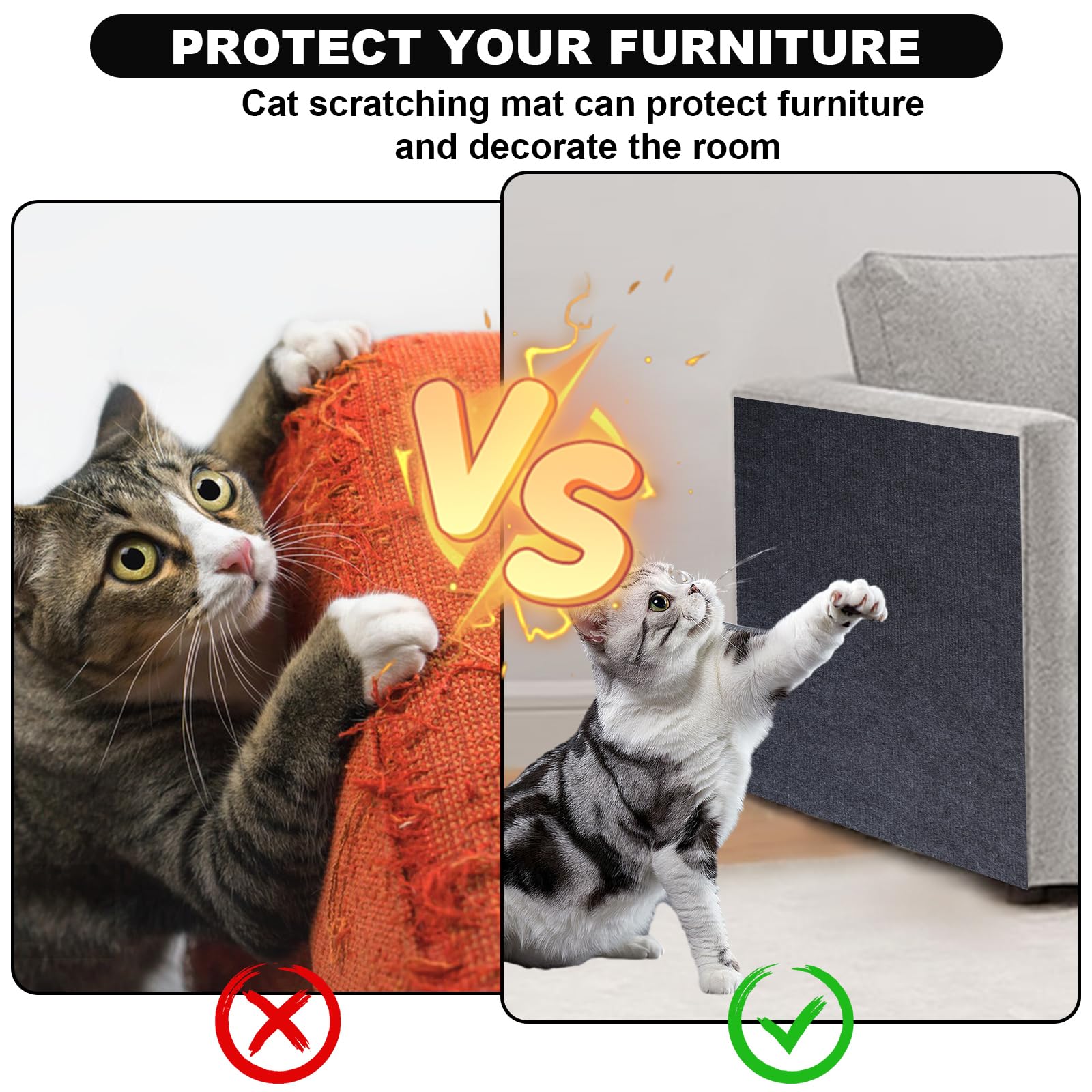 Tiragraffi Per Gatti Autoadesivo 200x40 Cm - Protezione Divano In Fibra Di Poliestere - Foto 5