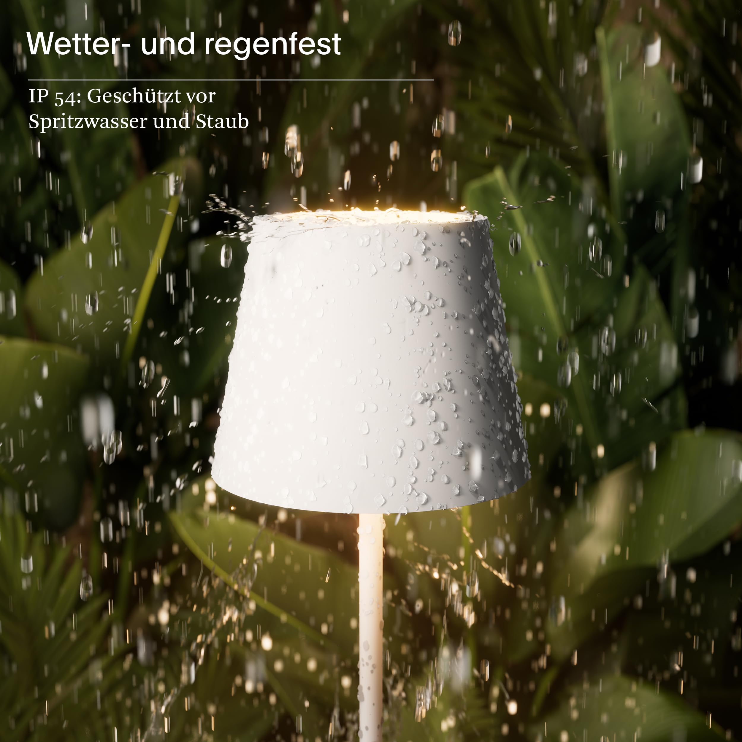 SIGOR 2 Stück Nuindie 2.0 - Dimmbare LED Akku-Tischlampe Indoor & Outdoor, IP54 spritzwassergeschützt, Höhe 38 cm, aufladbar mit USB-C, 12 h Leuchtdauer, schneeweiß