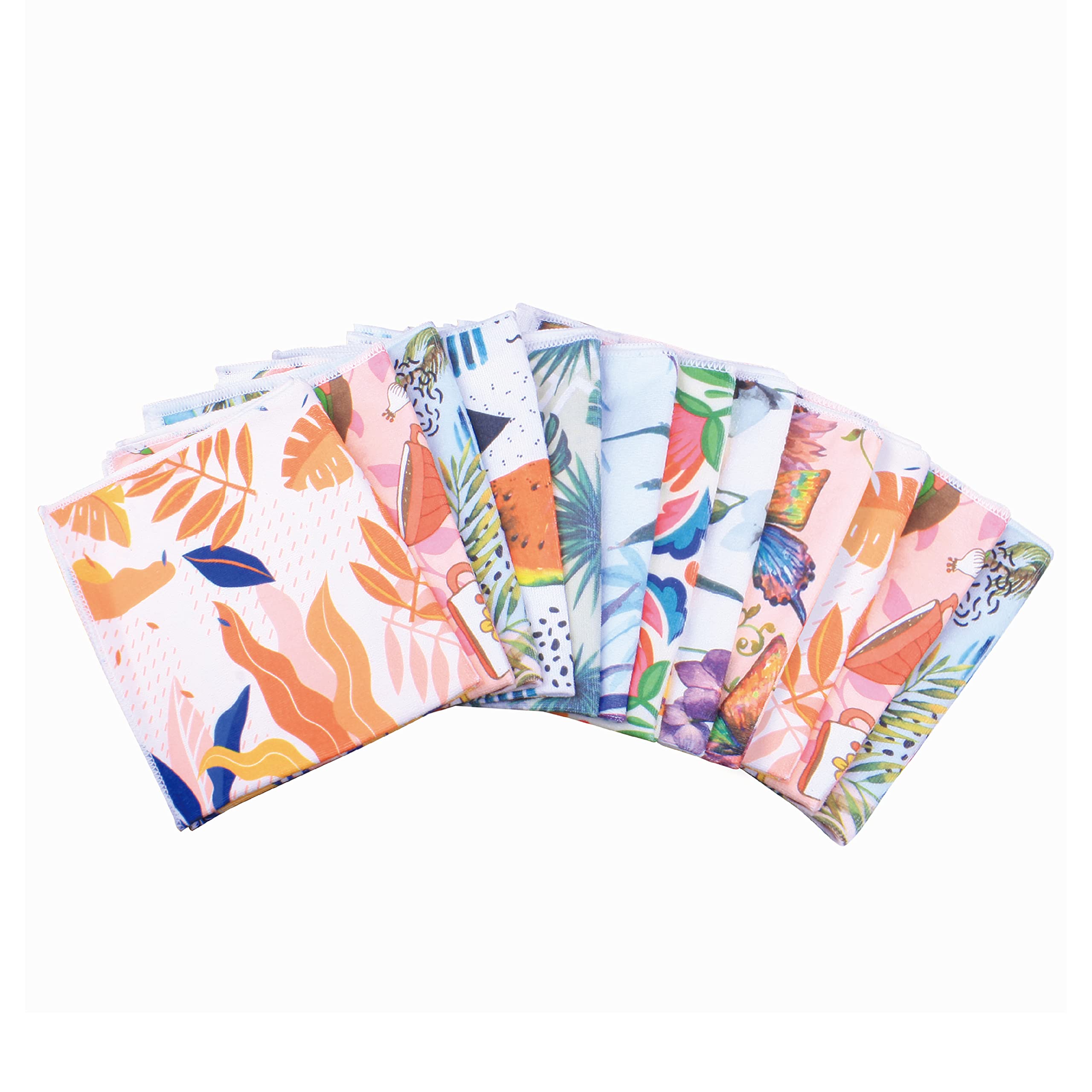 Microfiber Cleaning Cloth, Pack of 12,Clean Towels with Beautiful Patterns,Softer Highly Absorben,Reusable,Size:15*15in,by Amber&Sean(Colors Shipped Randomly)