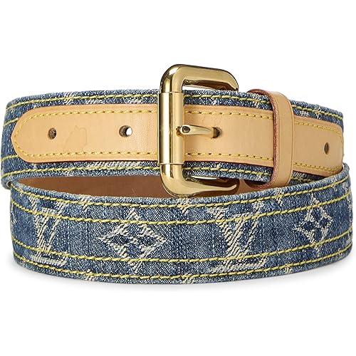 Louis Vuitton, Pre-Loved Blue Monogram Denim Belt 80, Blue