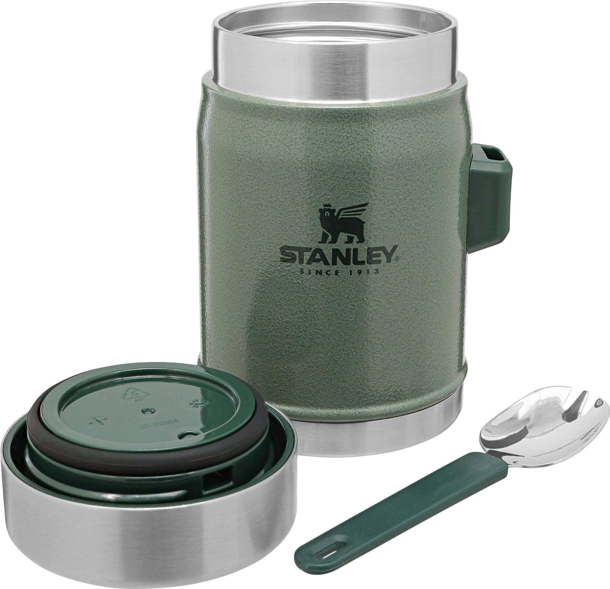 Stanley Classic Legendary Bottle 1L Hammertone Green - Borraccia Termica 1 Litro in Acciaio Inox & Classic Legendary Food Jar 0,4L / 14OZ Hammertone Green – Thermos per Alimenti in Acciaio