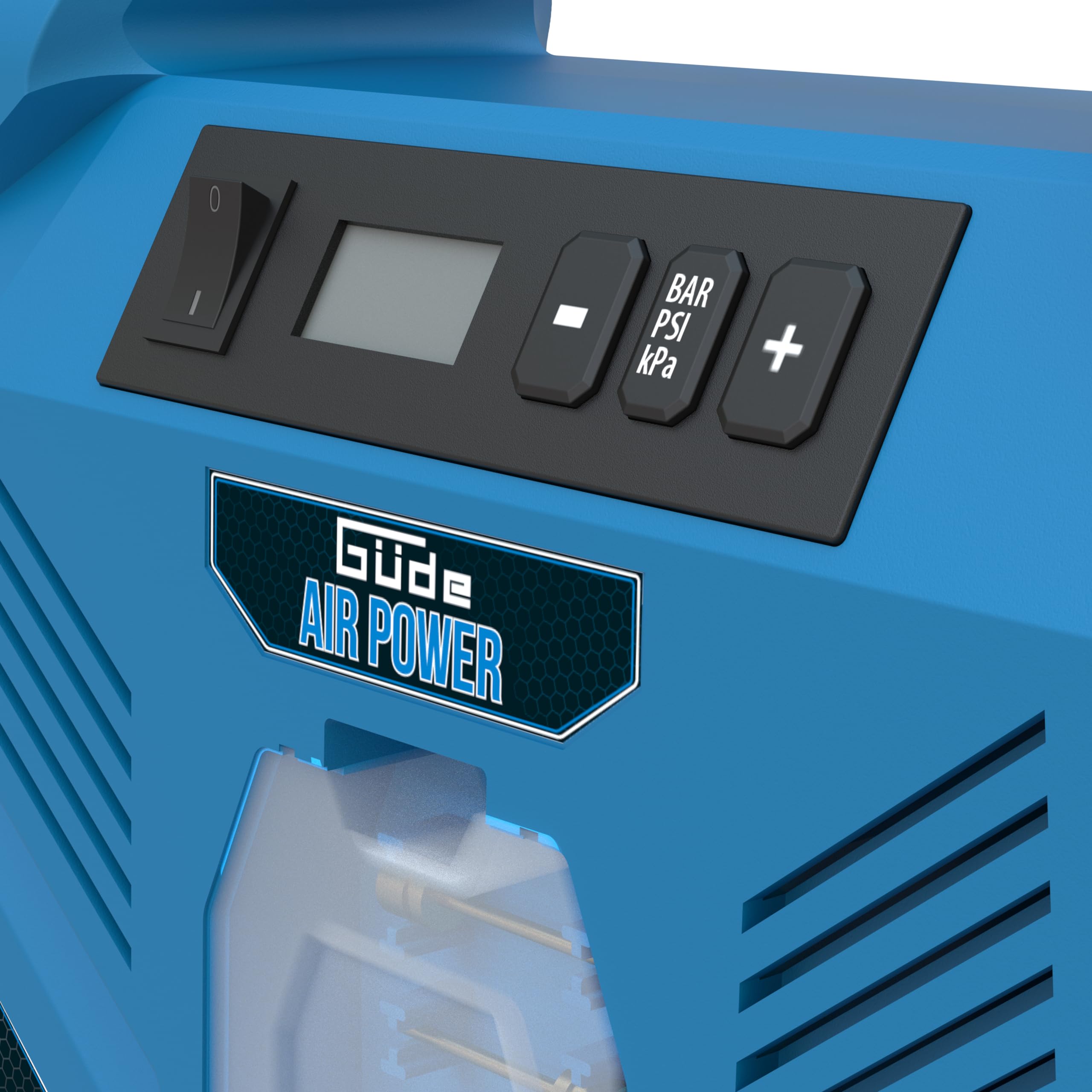 Güde Compressore Airpower Dual Drive 12/230 V/5 pezzi (150 W, max. 8 bar, 20 l/min eff. Contenuto della confezione: senza olio e manutenzione, connettore da 12 Volt e 230 Volt, display LCD, tubo