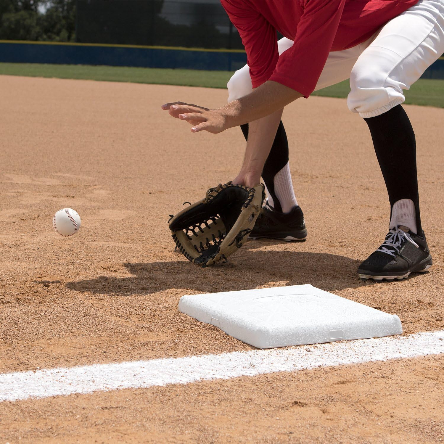 Champion Sports Pro Double First Base Set - Durable Heay Duty Beveled Double First Base - Solid One Piece Construction - Set of 3 - Ground Anchors Not Included