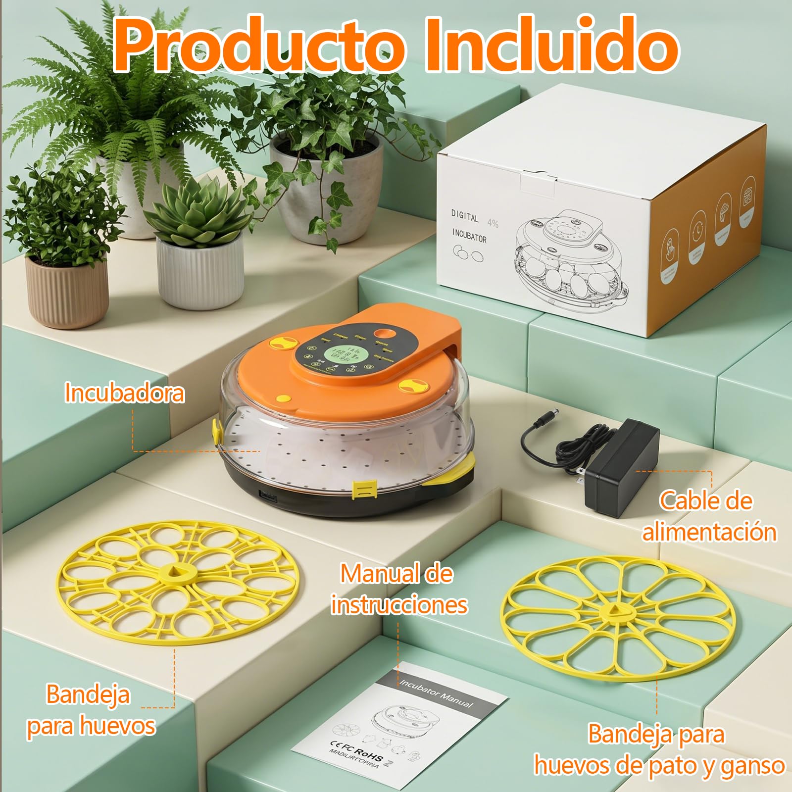 Incubadora Huevos Gallina, Diealles Shine Incubadoras de Huevos Automaticas de 15 Huevos con Volteo Automático de Huevos y Humidificación Automática, Incubadoras con Indicador de Humedad y Temperatura