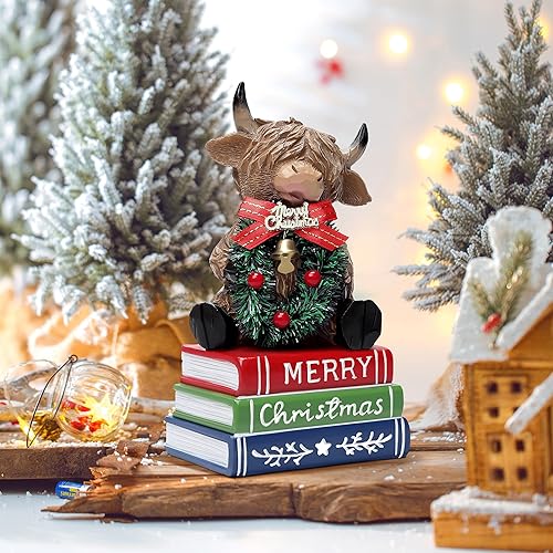 Miniatura 4 de Decoraciones navideñas de vaca de las tierras altas para interiores, hogar, estatuas de decoración de vacas de las tierras altas de Navidad para