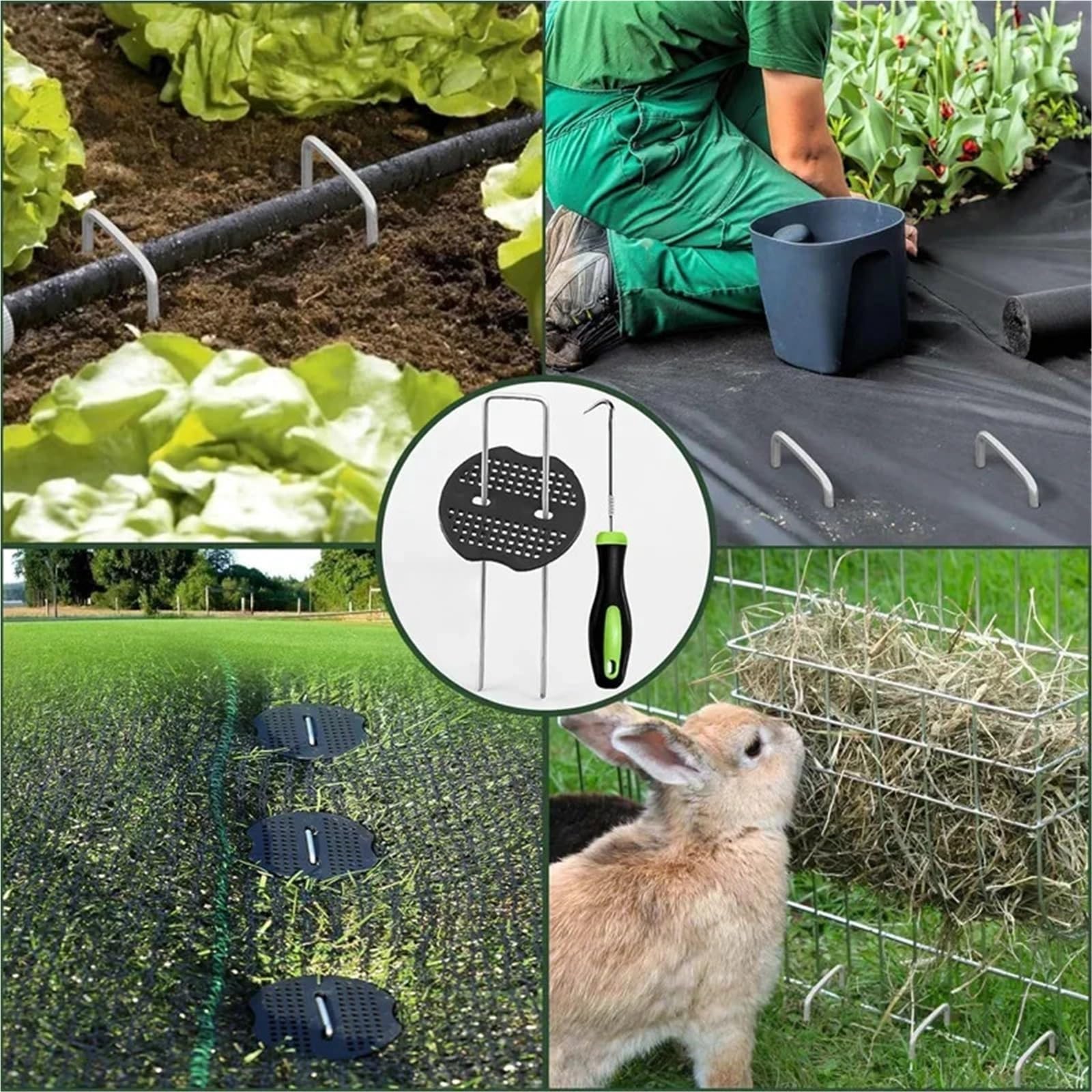 Picchetti da Giardino A U Kit di 50 Chiodi fissi a Forma di U for Giardino, picchetti, ancoraggi for Giardinaggio, Copertura del Terreno, Prato per Tessuto, Erba Artificiale