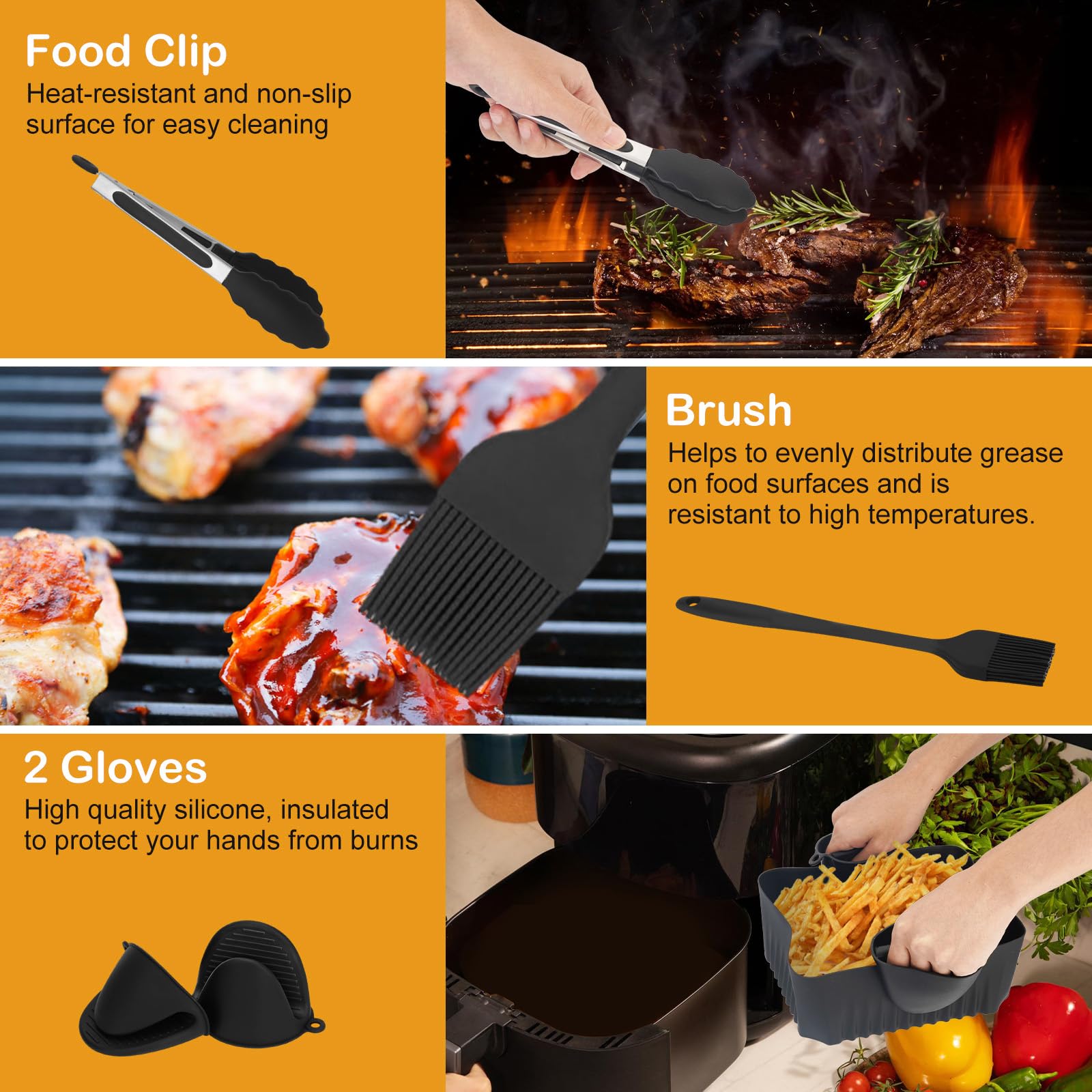 Lot 3 Moules Silicone Airfryer - Accessoires Cosori 10L Dual Blaze TwinFry & Ninja AF500EU, Insert Antiadhésif