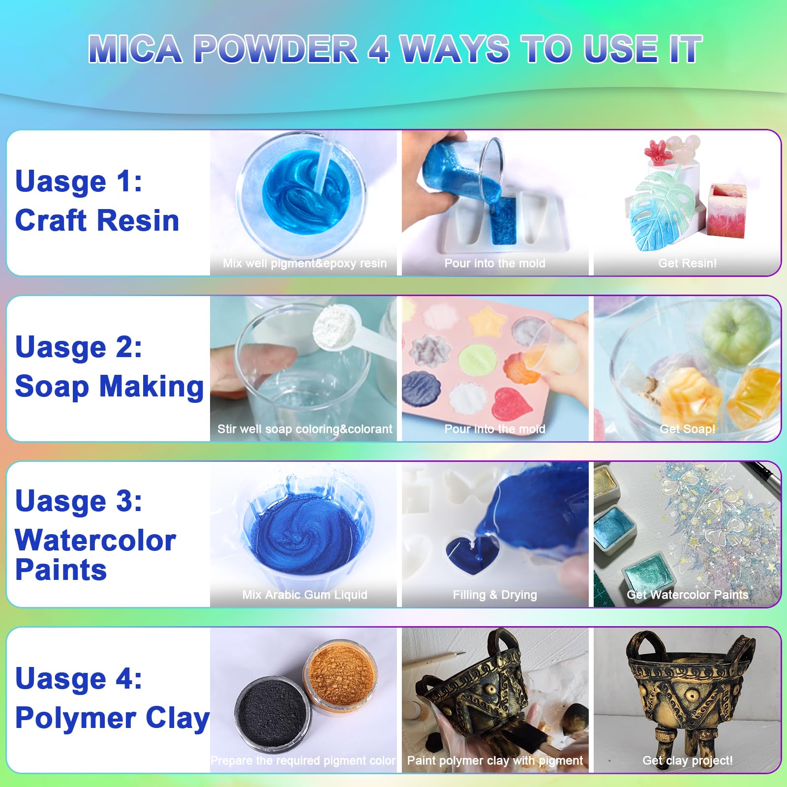 Pigmento In Polvere Mica Bronzo 15g - Per Resina, Vernice, Fai Da Te | Colore Metallizzato - Foto 14