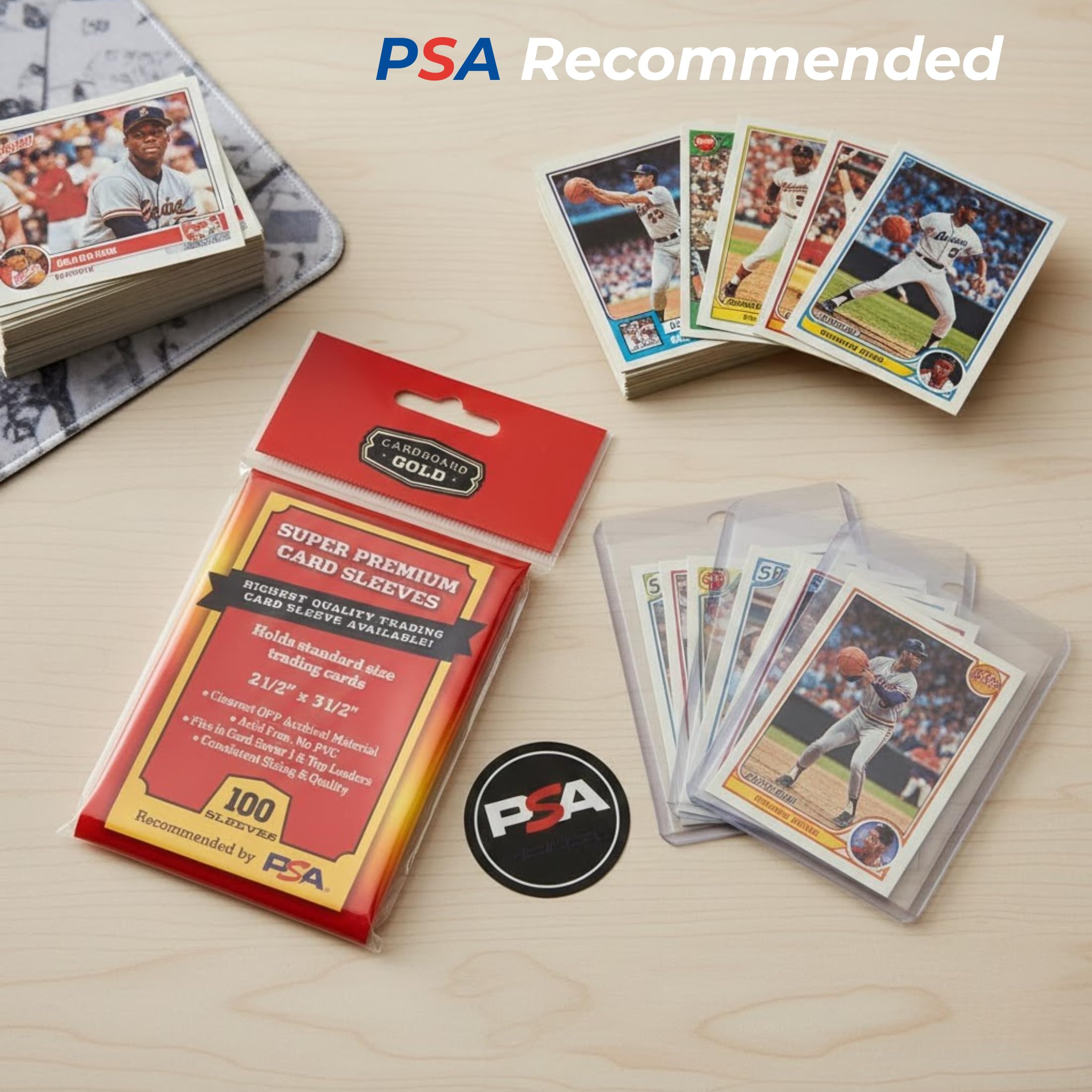 Amazon.com: Cardboard Gold Super Premium Card Sleeves - Penny Sleeves for Trading  Cards - Ultra Clear OPP 2 mil - 2 5/8