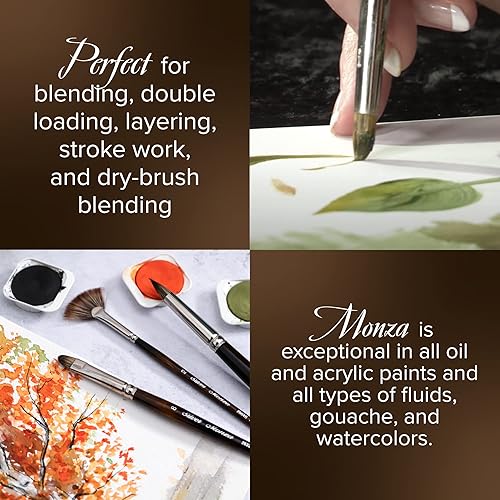 Miniatura 4 de Silver Brush Limited 26104 Monza Cats - Pincel de lengua para pinturas al óleo y acrílicas, tamaño 4, mango largo