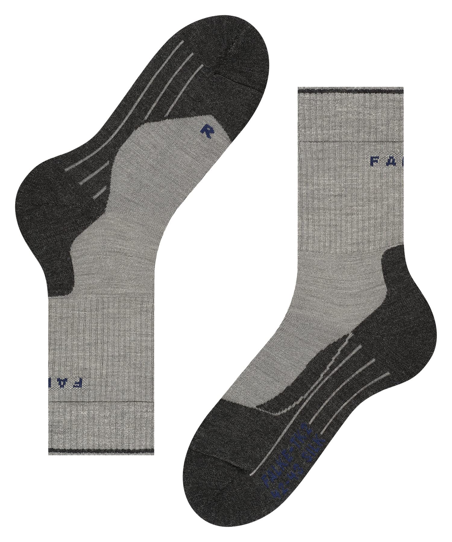 FALKE Męskie TK2 Wool Silk Skarpety Trekkingowe średnio wyściełane długie ciepłe na wędrówki bardzo wygodne oddychająca regulująca temperaturę neutralizująca zapachy wełna materiał funkcyjny 1 Para