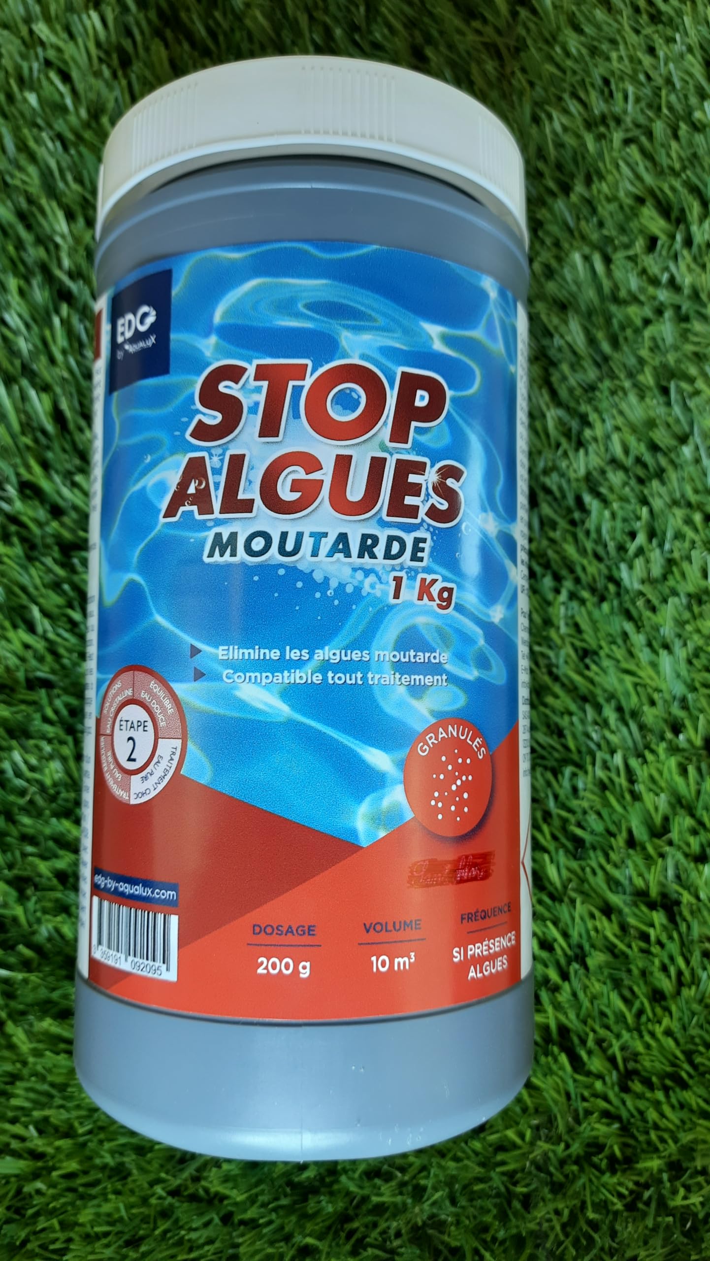 Stop Algues Moutarde Piscine - Chloration Ultra Choc - Poudre - Boîte - 1 kg