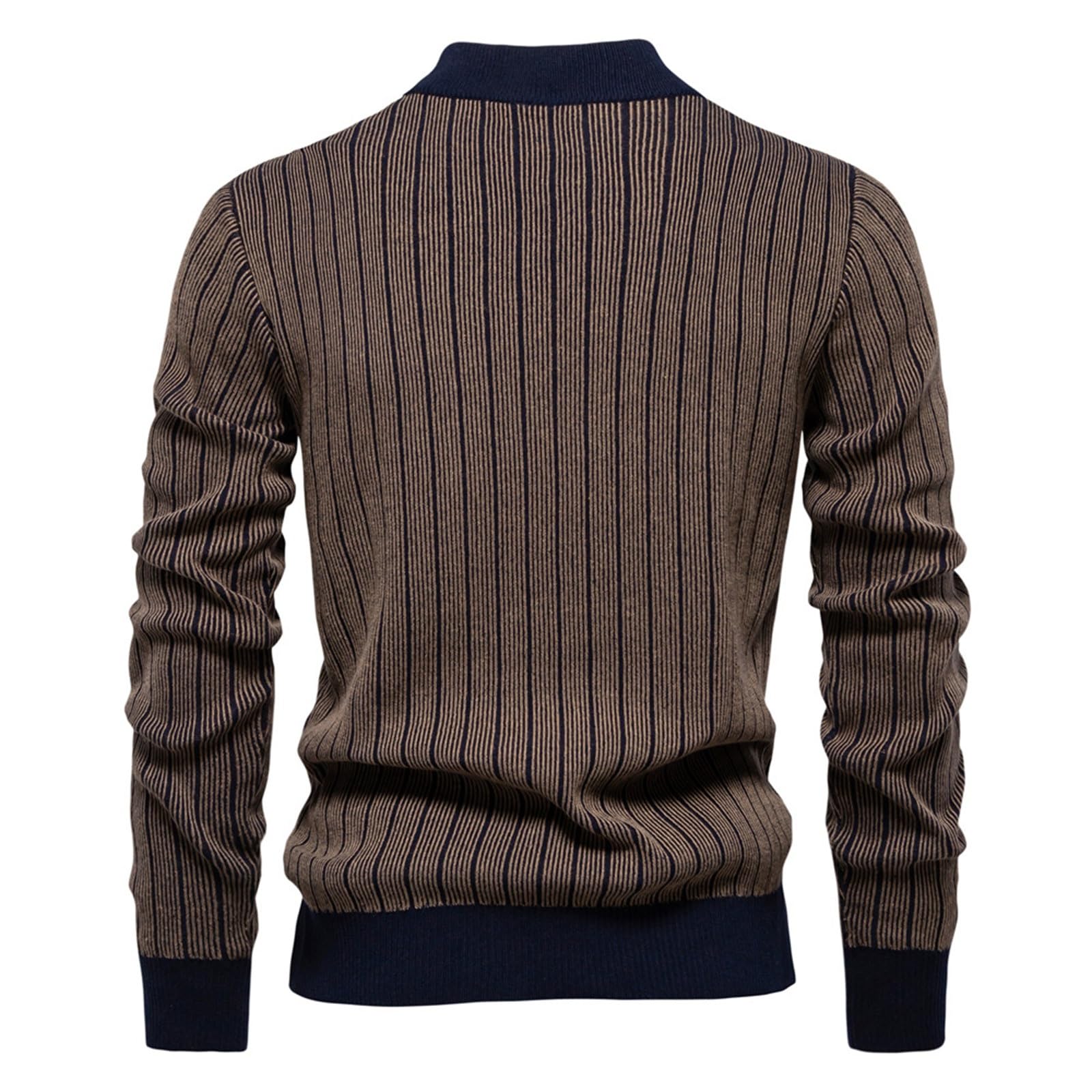 Generisch Jersey de punto a rayas para hombre, corte ajustado, jersey de invierno, cuello alto, cuello alto, cuello redondo, cuello alto, cuello alto, cuello alto, cuello alto, sudadera básica con