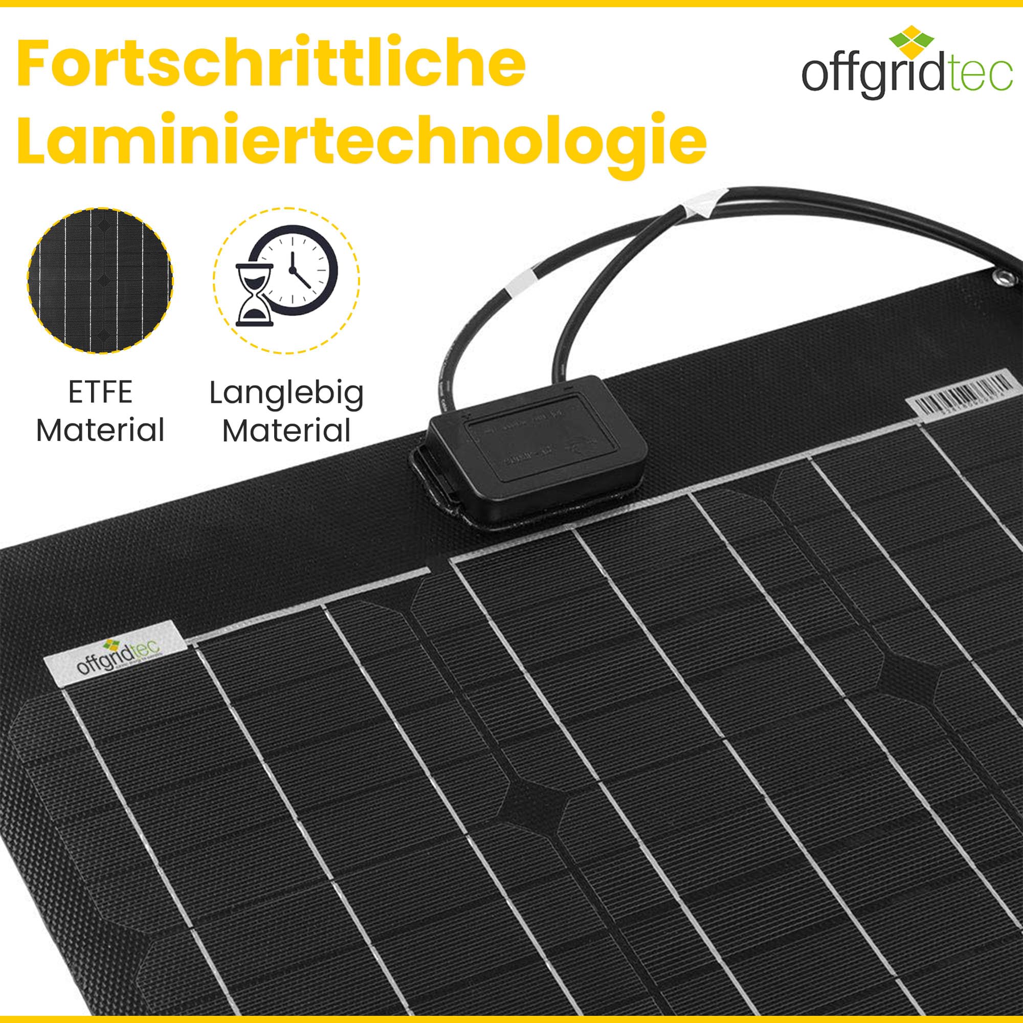 Offgridtec PCB-ETFE półelastyczny moduł solarny 39 V, 50 W, do kampera, panel słoneczny