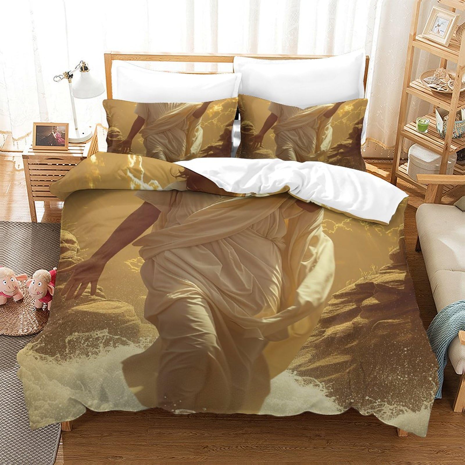 Ensemble de literie Jésus 3D finis les draps rêches avec cette housse de couette respirante