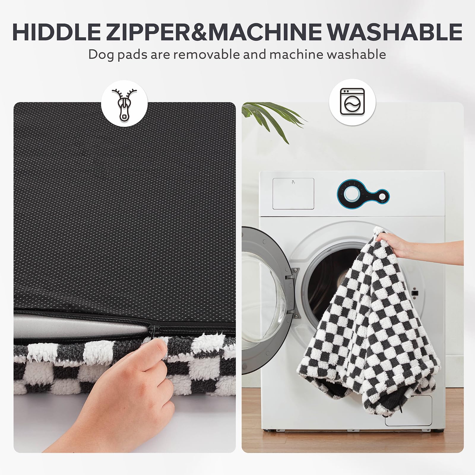 JOEJOY Cama para perros grandes, cama ortopédica grande para perros con funda extraíble lavable, bonita cama moderna de felpa y espuma viscoelástica para perro, 30 x 20 pulgadas, color gris