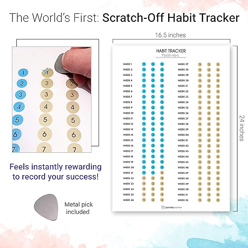 Miniatura 6 de Agenda semanal de año completo sin fecha, turquesa - Agenda semanal de 12 meses con calendario de seguimiento de hábitos, póster de responsabilidad