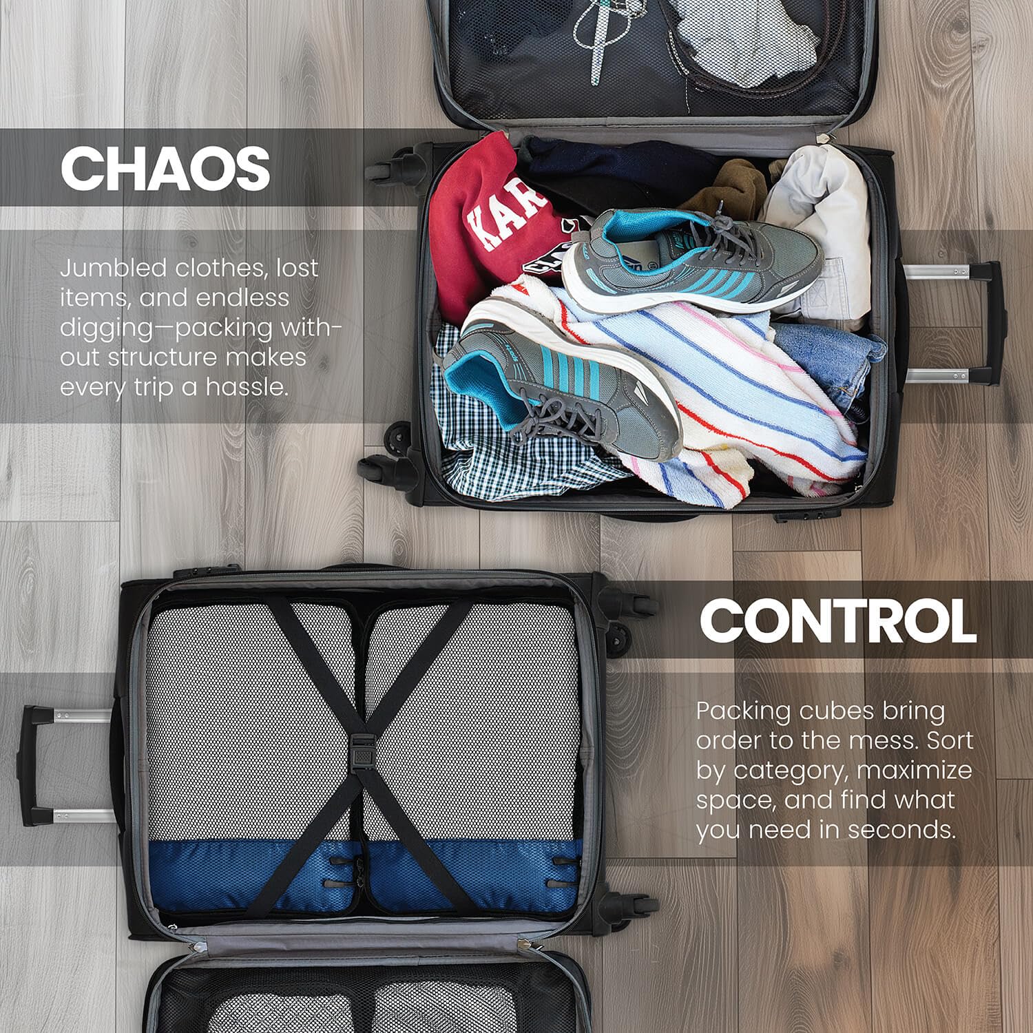 FATMUG Bolsas de viaje organizadoras – Juego de 4 (grande, mediano, pequeño y delgado), Azul Marino, Large-Medium-Small-Slim, Accesorios de viaje