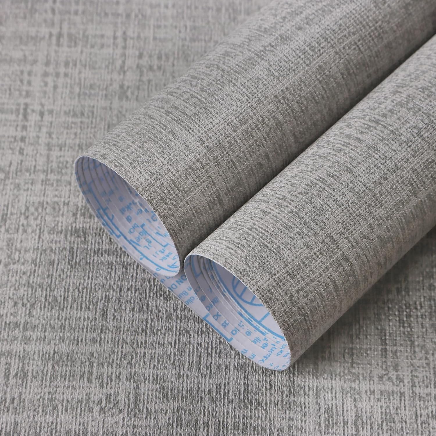 Guvana 15.7"x197" Gray Peel and Stick Wallpaper Grasscloth Contact Paper Faux Linen Textured Wallpaper Grey Self Adhesive Removable Contact Paper for Bedroom Cabinets Drawer Liner Decor 15.7" x 197" Gray