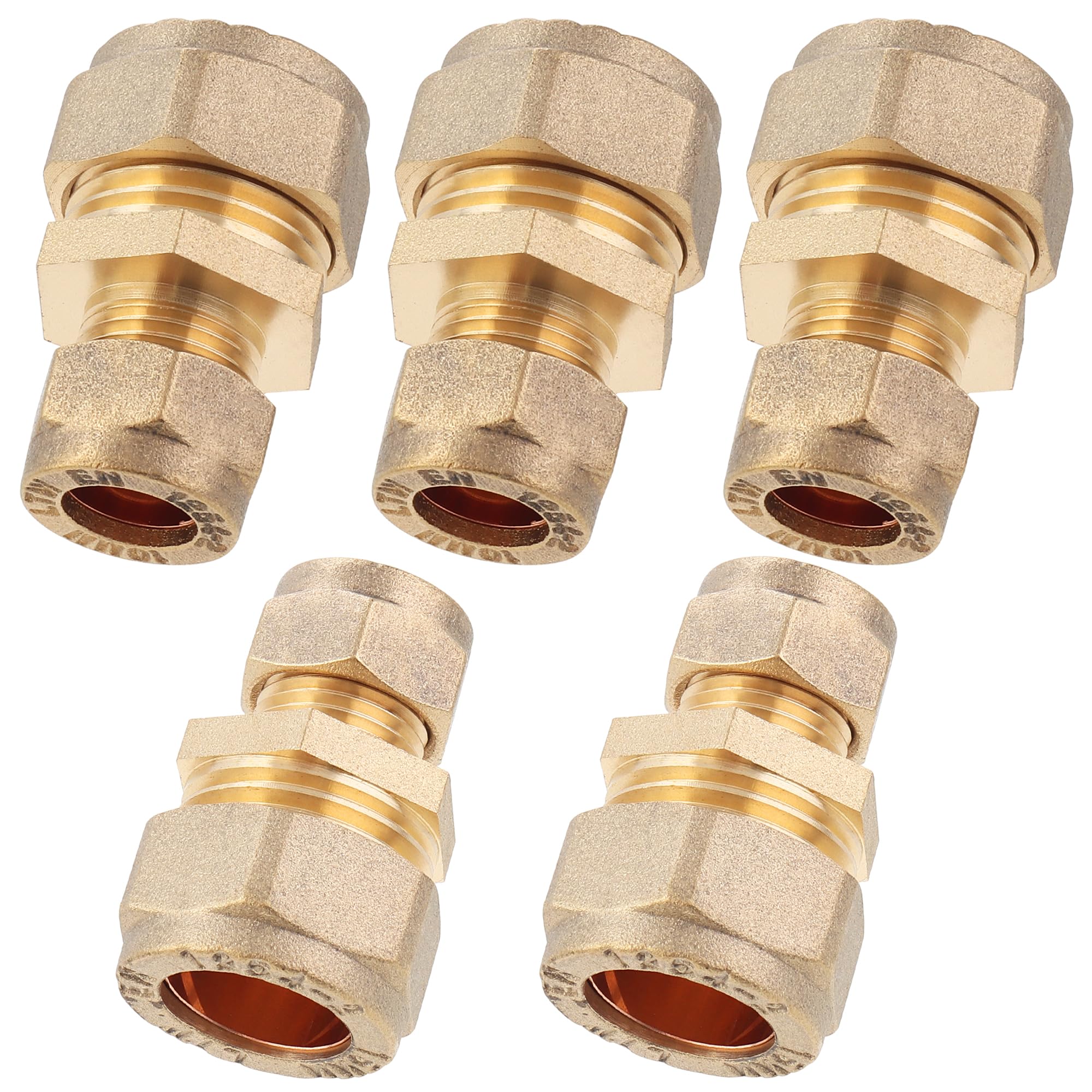 Ltwfitting 15Mm Od X 10Mm Od Compression Reducing Union, Brass Compression Fitting(Pack Of 5)