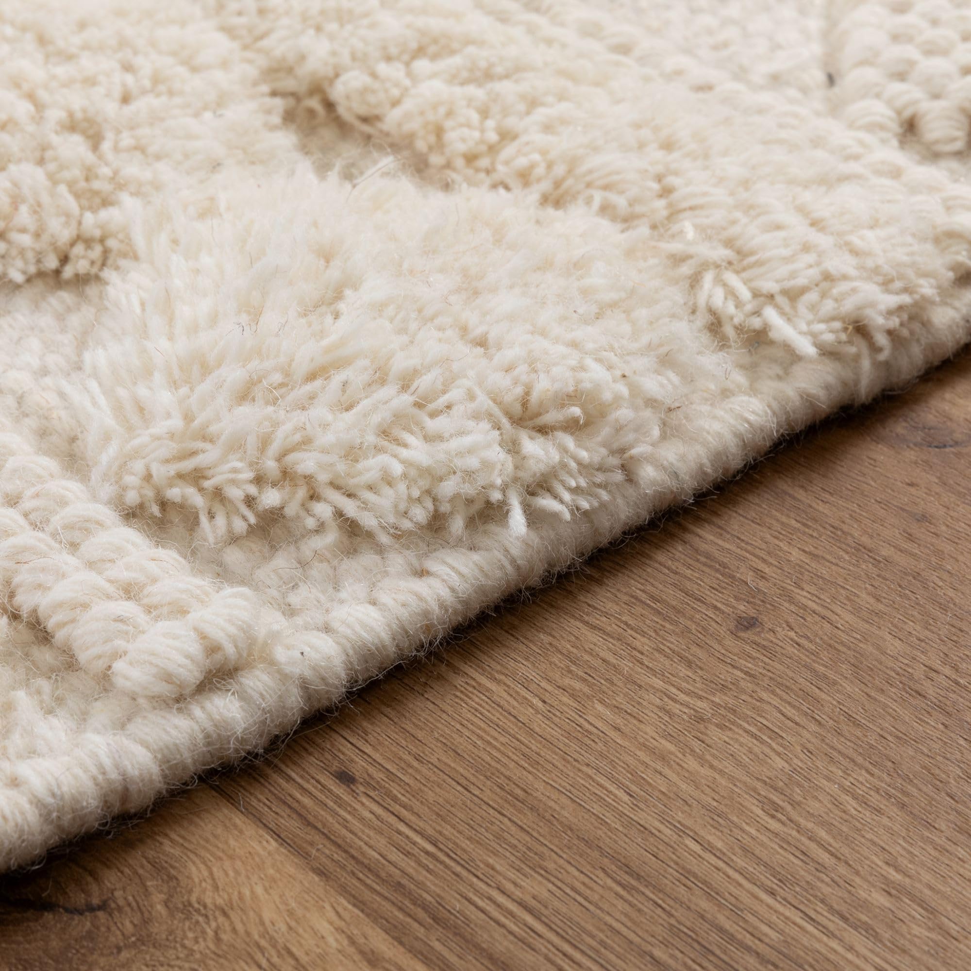 Steffensmeier Handweb Teppich Havana | Wolle, Weiß, handgewebt, Größe: 170x240 cm Wohnzimmer und Schlafzimmer