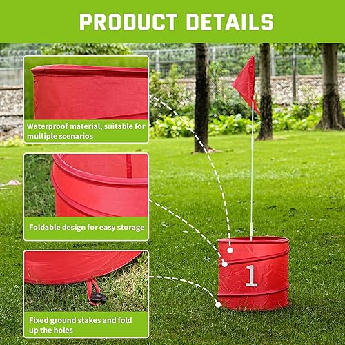 Miniatura 3 de Juego de golf de 3 agujeros para patio trasero al aire libre, juego de astillado de golf con 2 palos, pelota y bandera, divertido para todas las