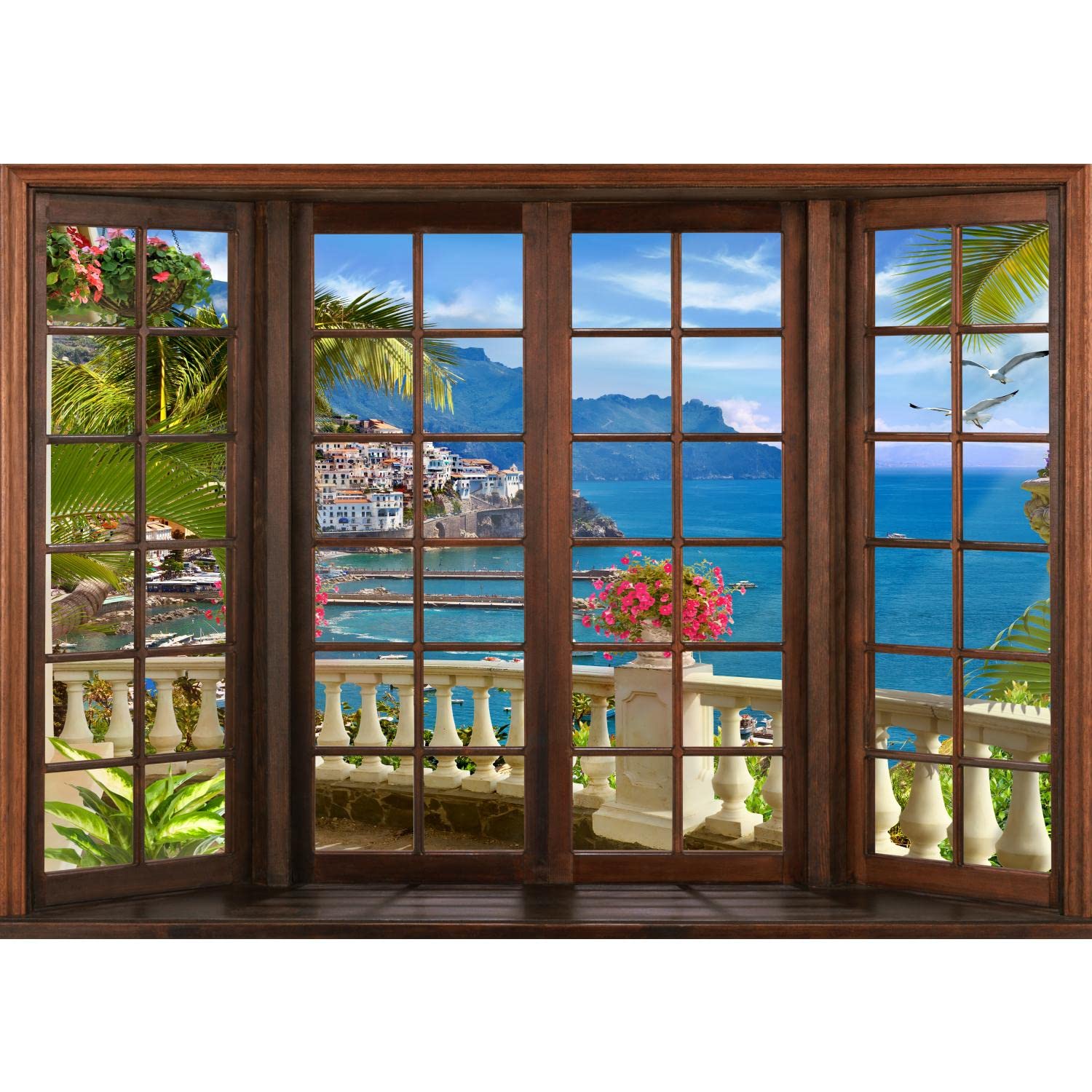 Runa Art Carta da parati fotografica Finestra sul mare Moderno Vello Soggiorno Camera Da Letto Sala - Made in Germany - colorato Brown 9363010a