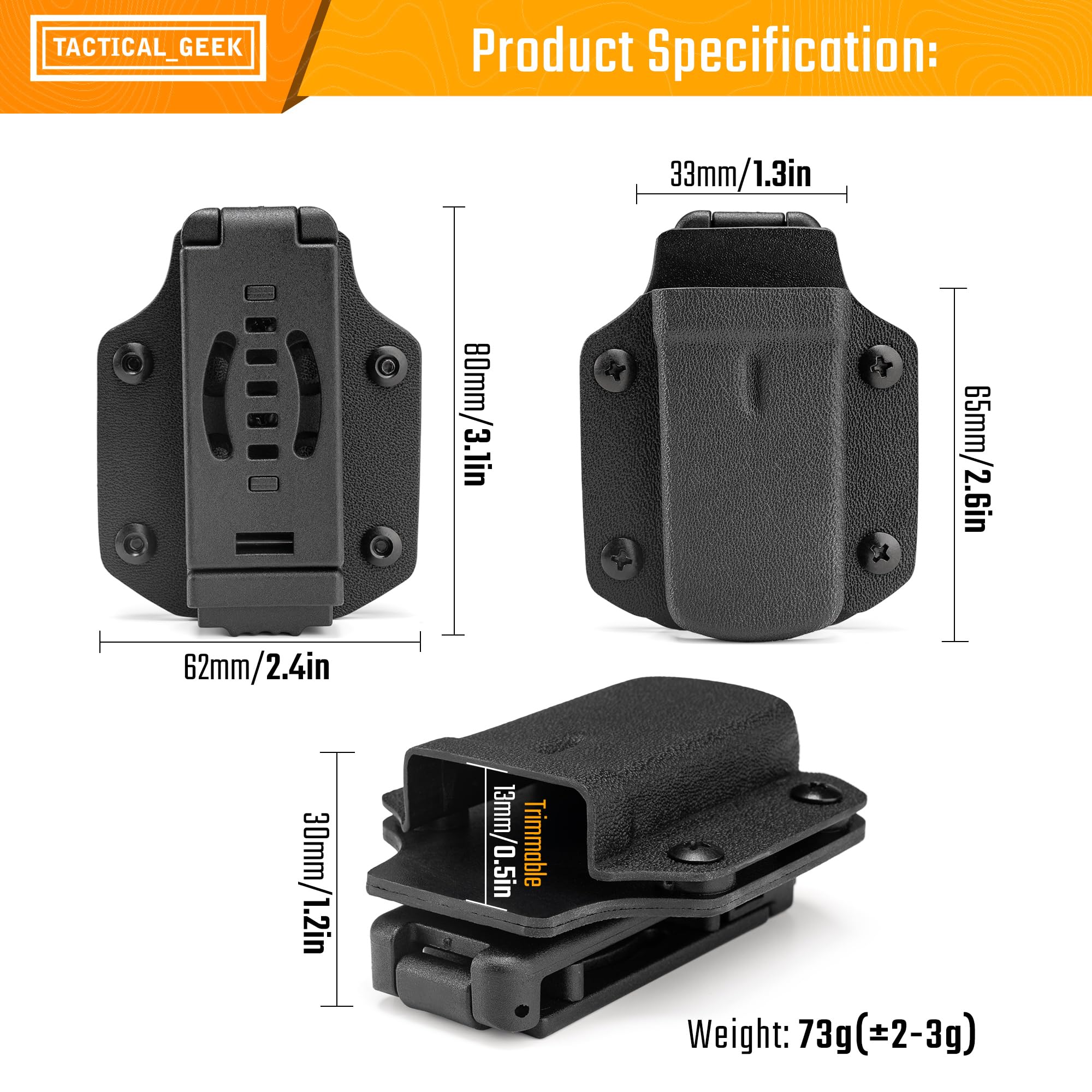 TACTICAL GEEK TGCode G9 Funda Multi-Herramienta para LEATHERMAN REBAR - Material Kydex, Soporte Ajustable en Grosor, Herramienta no Incluida, Negro