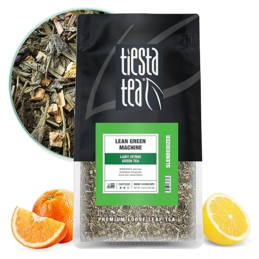 Tiesta Tea - Lean Green Machine | Loose Leaf | Light Citrus Green Tea | Premium Blend | Medium Caffeinated | Make Hot or Iced Brews Up to 200 Cups | 16 Ounce Resealable Bulk Pouch 2 Tiesta Tea - Lean Green Machine | Loose Leaf | Light Citrus Green Tea | Premium Blend | Medium Caffeinated | Make Hot or Iced Brews Up to 200 Cups | 16 Ounce Resealable Bulk Pouch