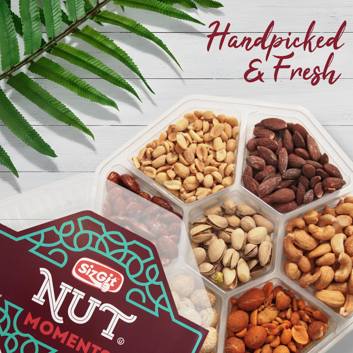 Nut Gift Baskets, 14oz Mixed Nut Gift Box of 7 Sectional Platter, Ideal Nut Assortment for Holidays, Birthdays, Celebrations, Anniversaries, Corporate Occasions and Everyday Snacking