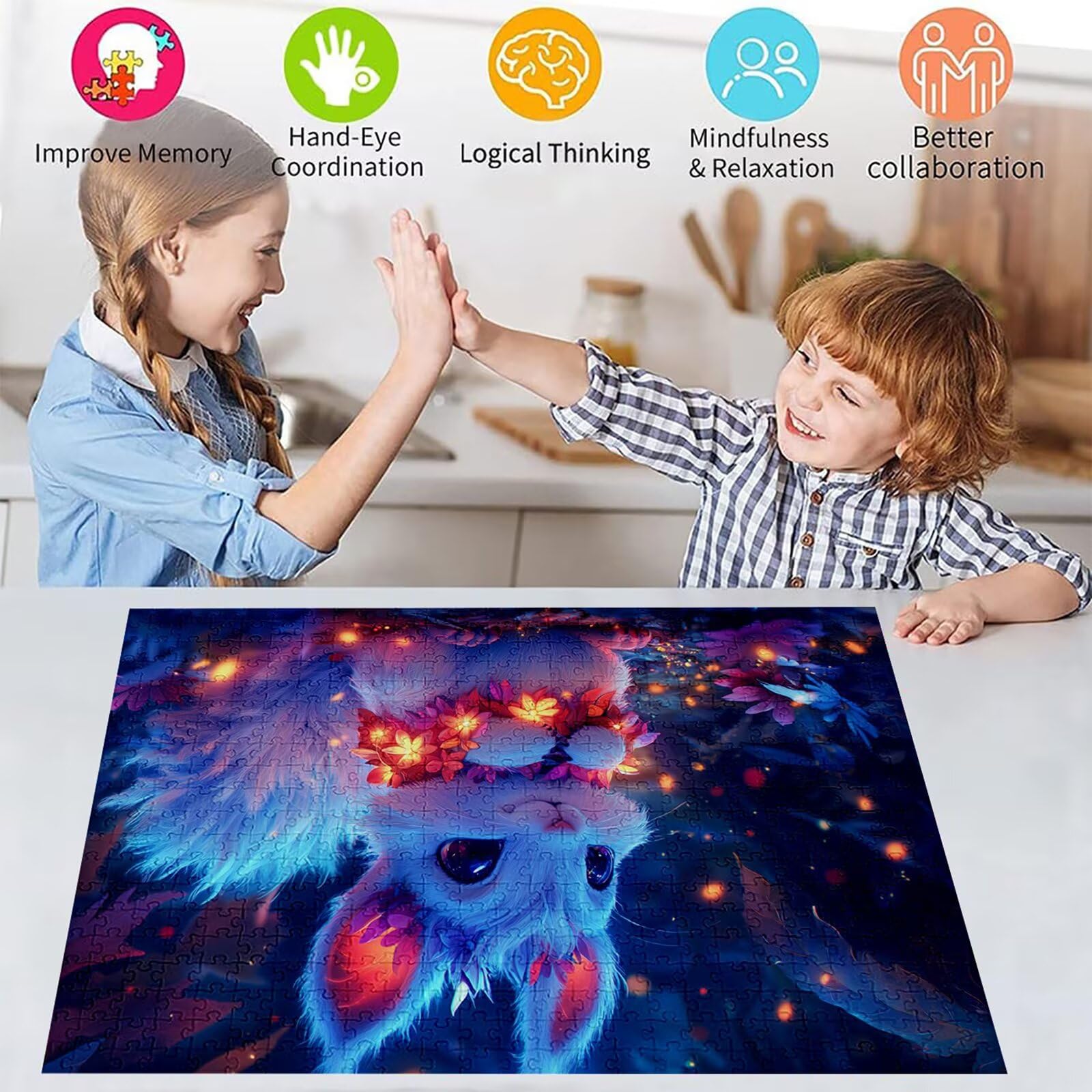 Puzzle 2000 elementów kreskówka dorosły królik 100 x 70 cm rzemiosło klasyczne 3D drewniana układanka do rodzinnych gier aktywnych, układanka do samodzielnego wykonania nawet do dekoracji ścian domu