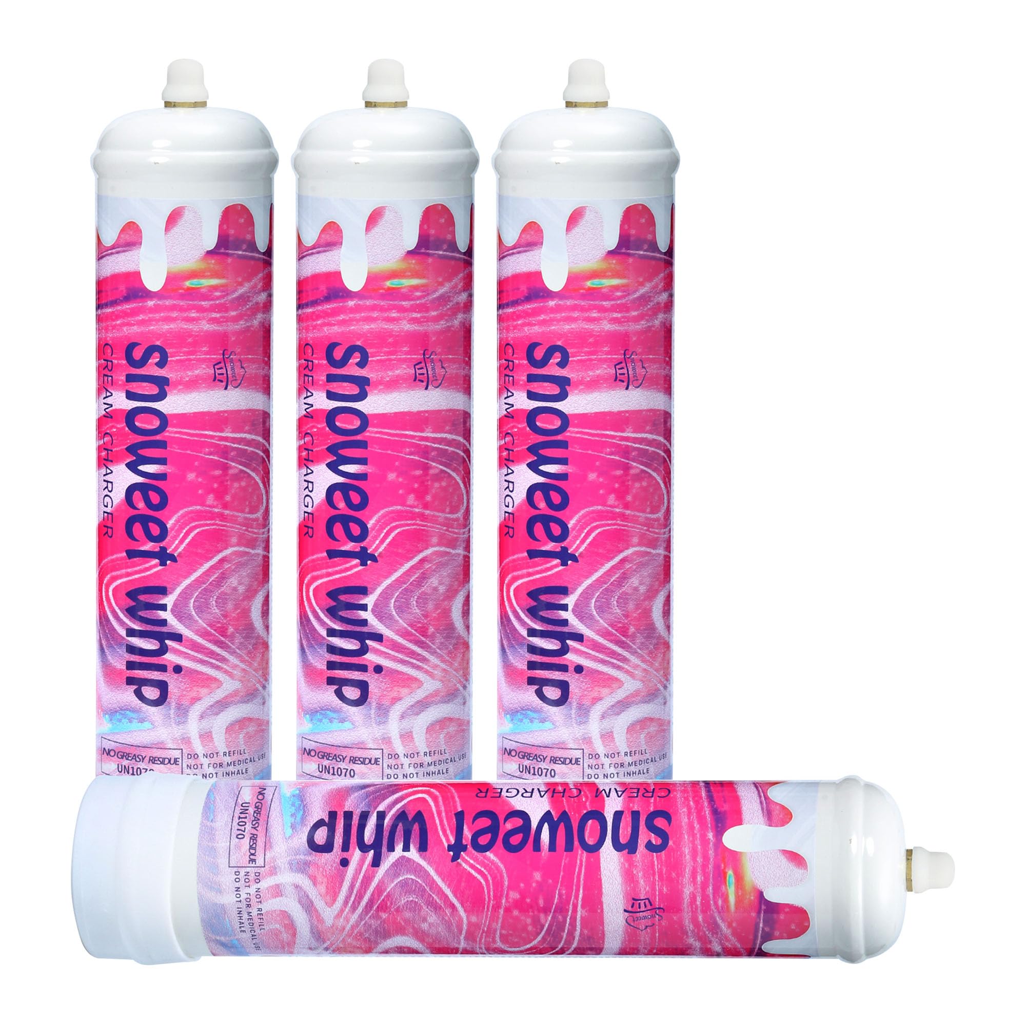 SNOWEET Cream Charger Tanks Original Flavor Steel Whipped Cream Dispensers 0.95L 615Gram Whipped Cream Canisters with nozzles (Unflavour-4 Cylinders), 240617YW0.95L-4