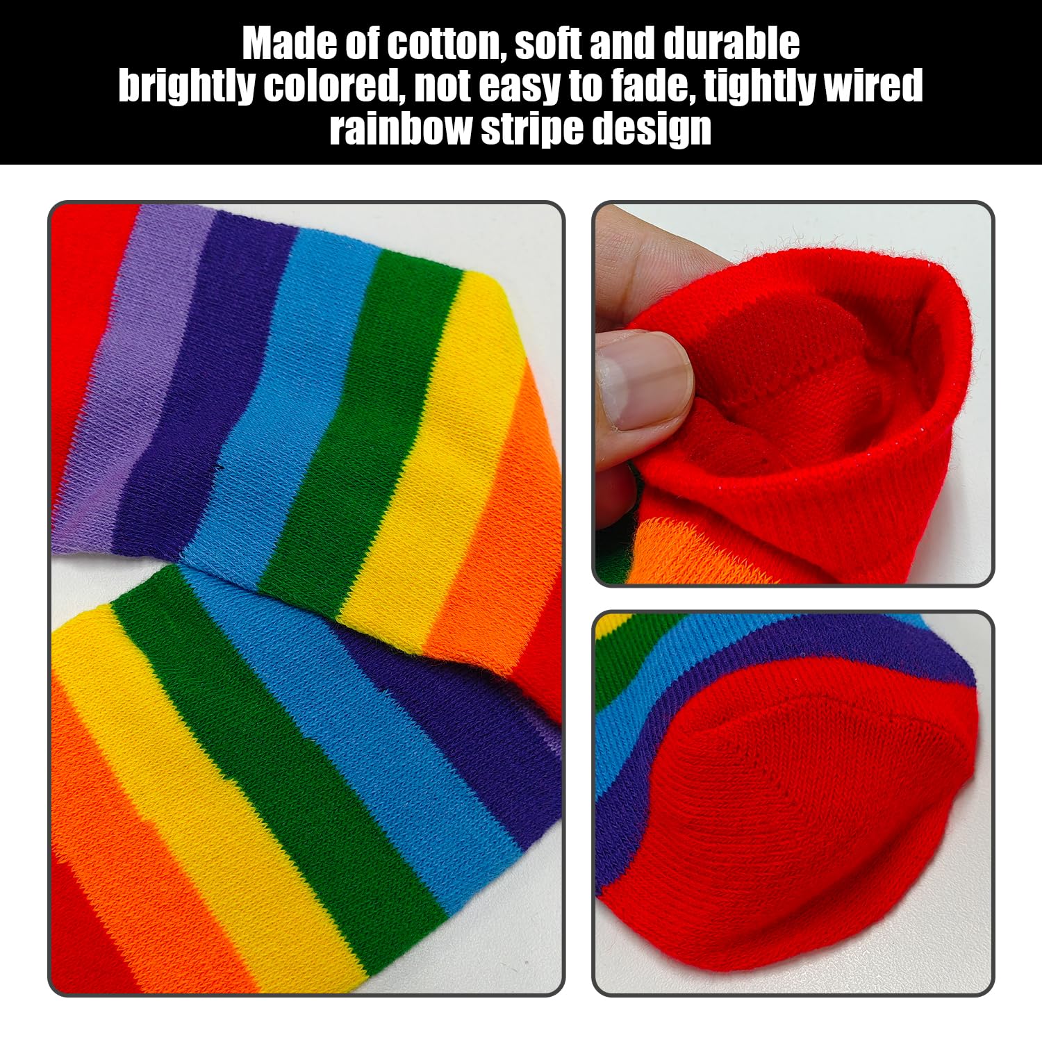 TVSVKWE 2 works Of Colorful Striped Socks And 2 works Of Colorful Striped Gloves, Stylish Personality Gloves - Image 3