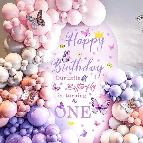 Vista 23 de Barri Design Suministros para fiesta de feliz cumpleaños, decoraciones de primer cumpleaños para niños, telón de fondo de fiesta de caramelo