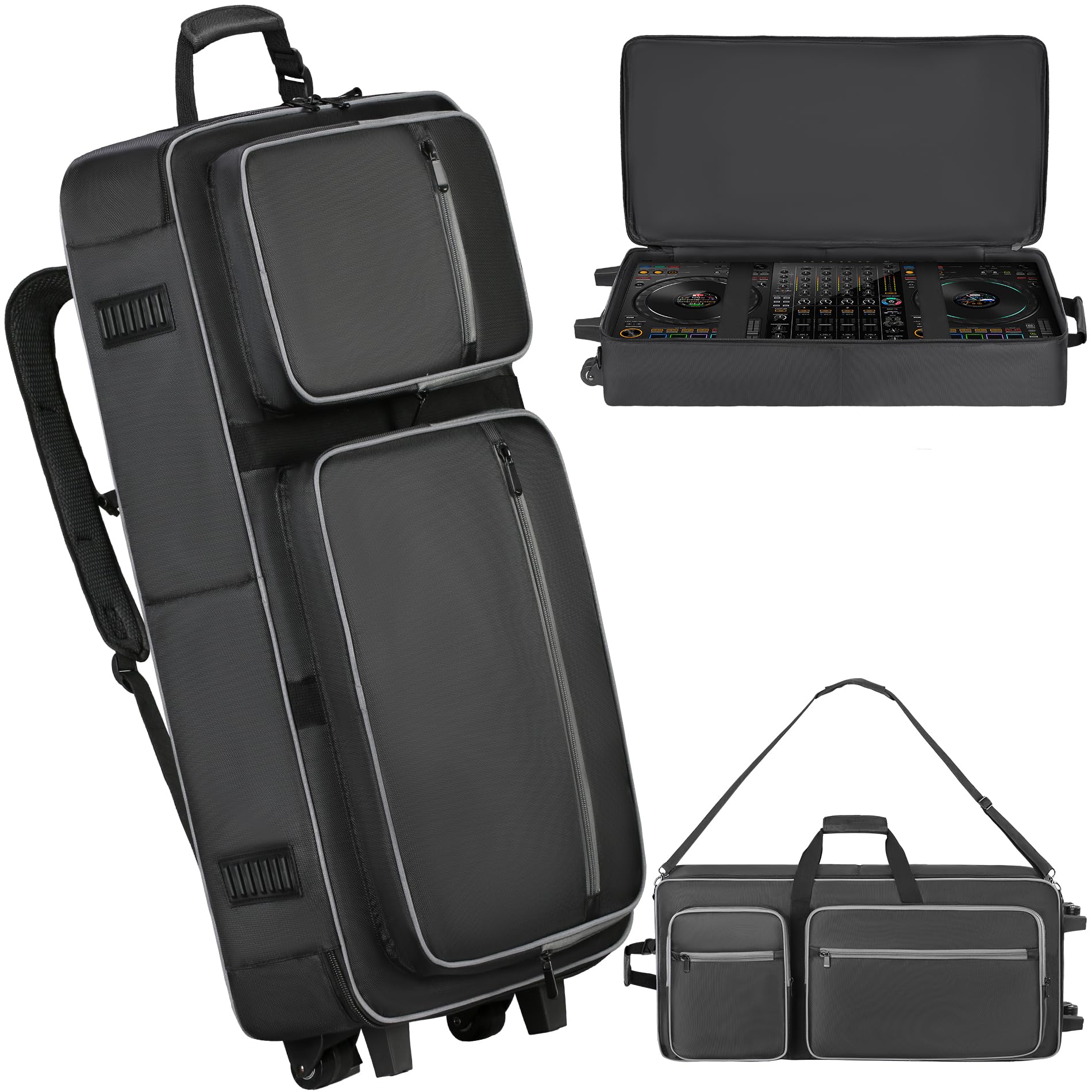 dj controller soft case with wheels and pockets