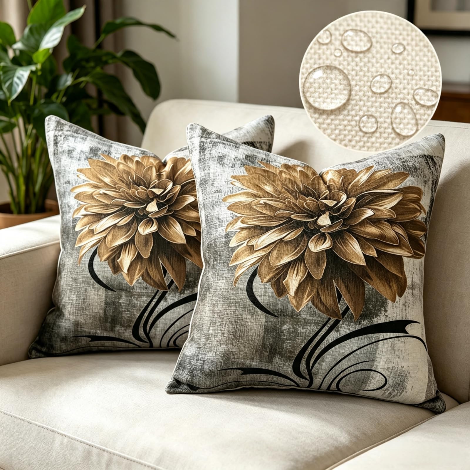 OYIMUA Chenille Cushion Covers 40cm x 40cm Set of 2 Grey Outdoor — image 1