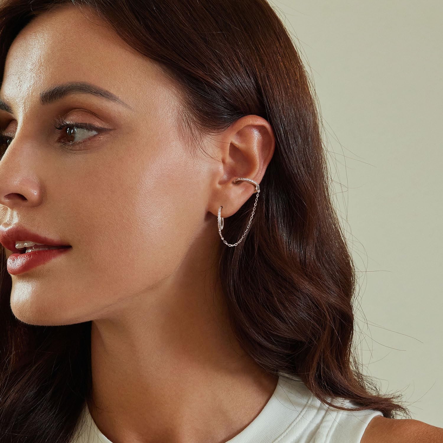 Orecchini a Doppio Cerchio in Argento Sterling 925 per Donne Ragazze Adolescenti Orecchini a Cerchio minimalisti Orecchini Doppio Piercing a Due Fori