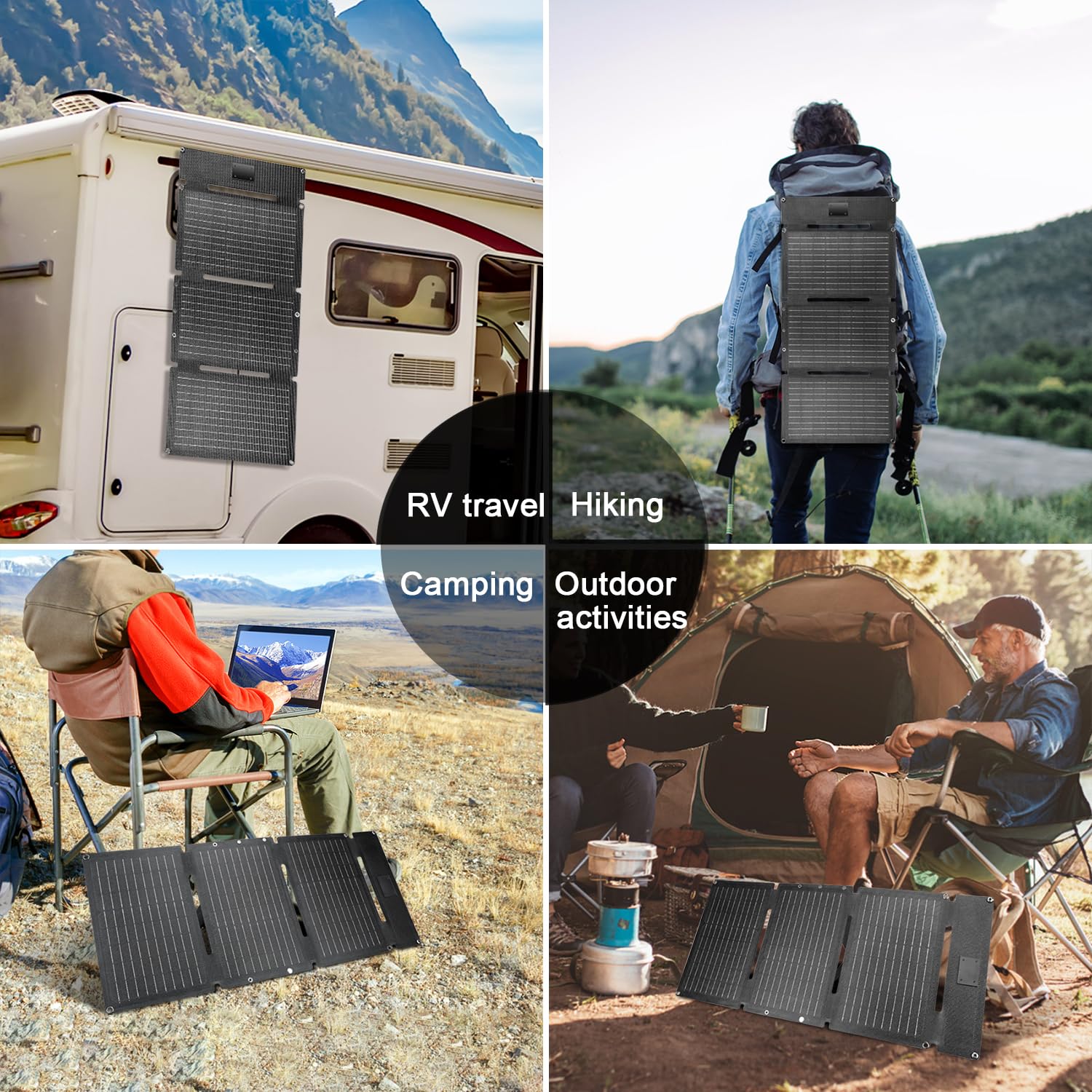 Chargeur Solaire 30W Portable avec Ports USB-C et USB-A, Panneau Solaire Pliable Étanche IP65, Compatible avec Smartphones, Batteries Externes et Appareils Photo